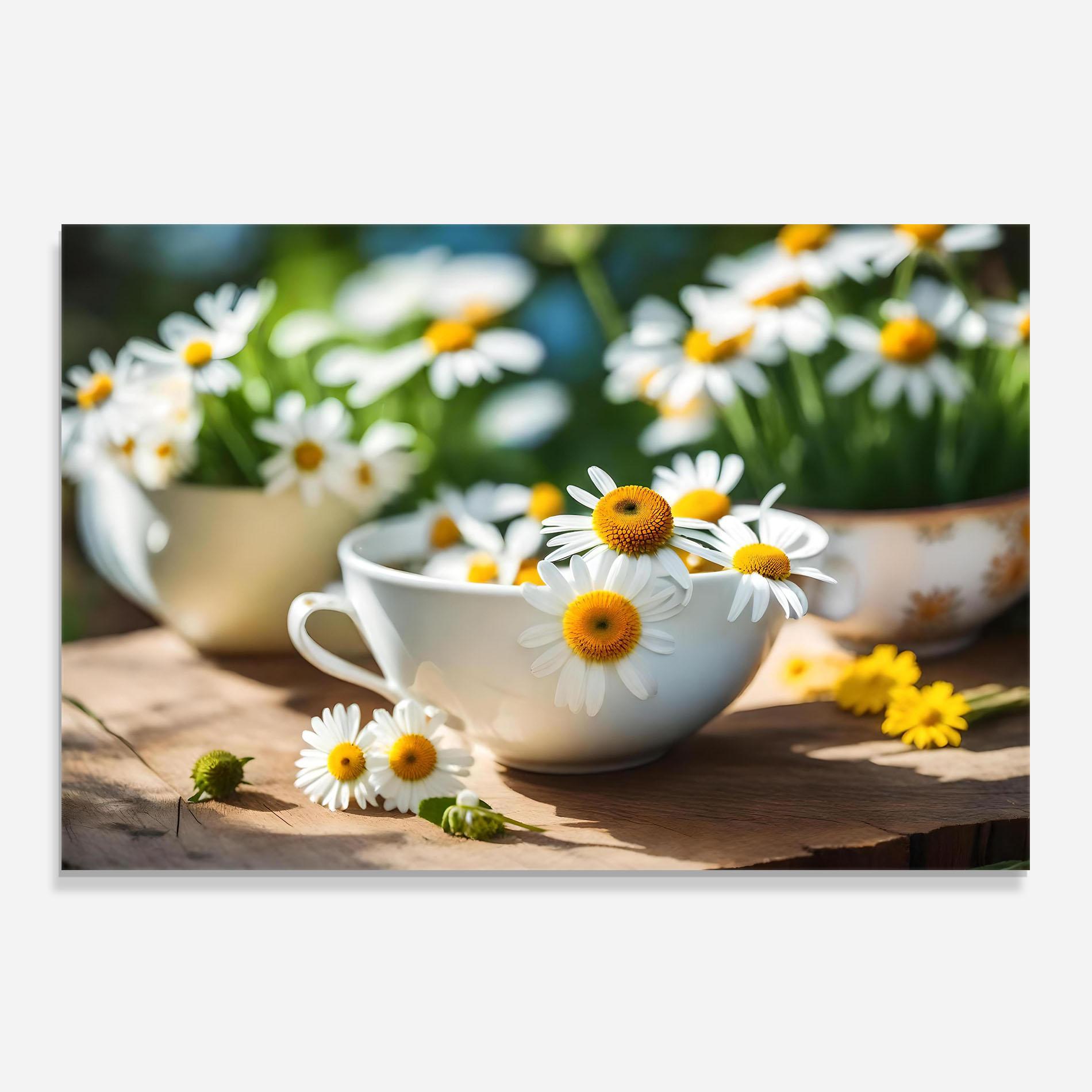 Konyhai üveg hátfal Daisies In A Cup mockup 0