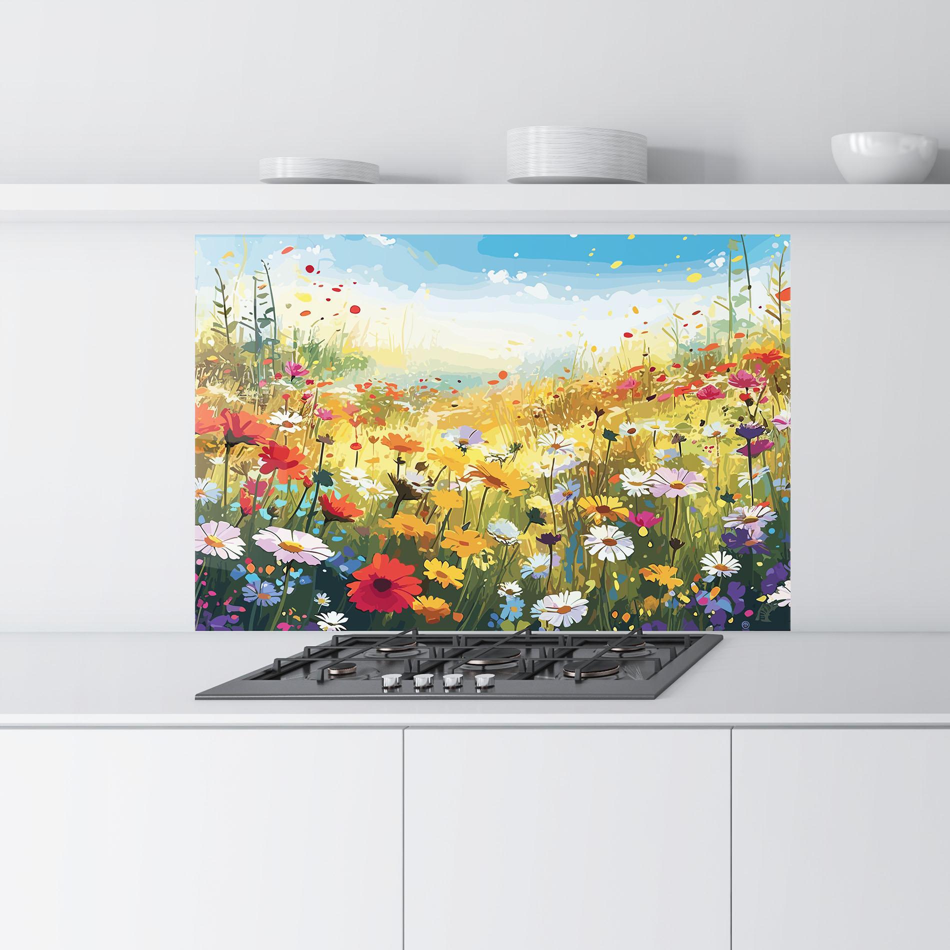 Konyhai üveg hátfal Colorful Daisy Mix mockup 9