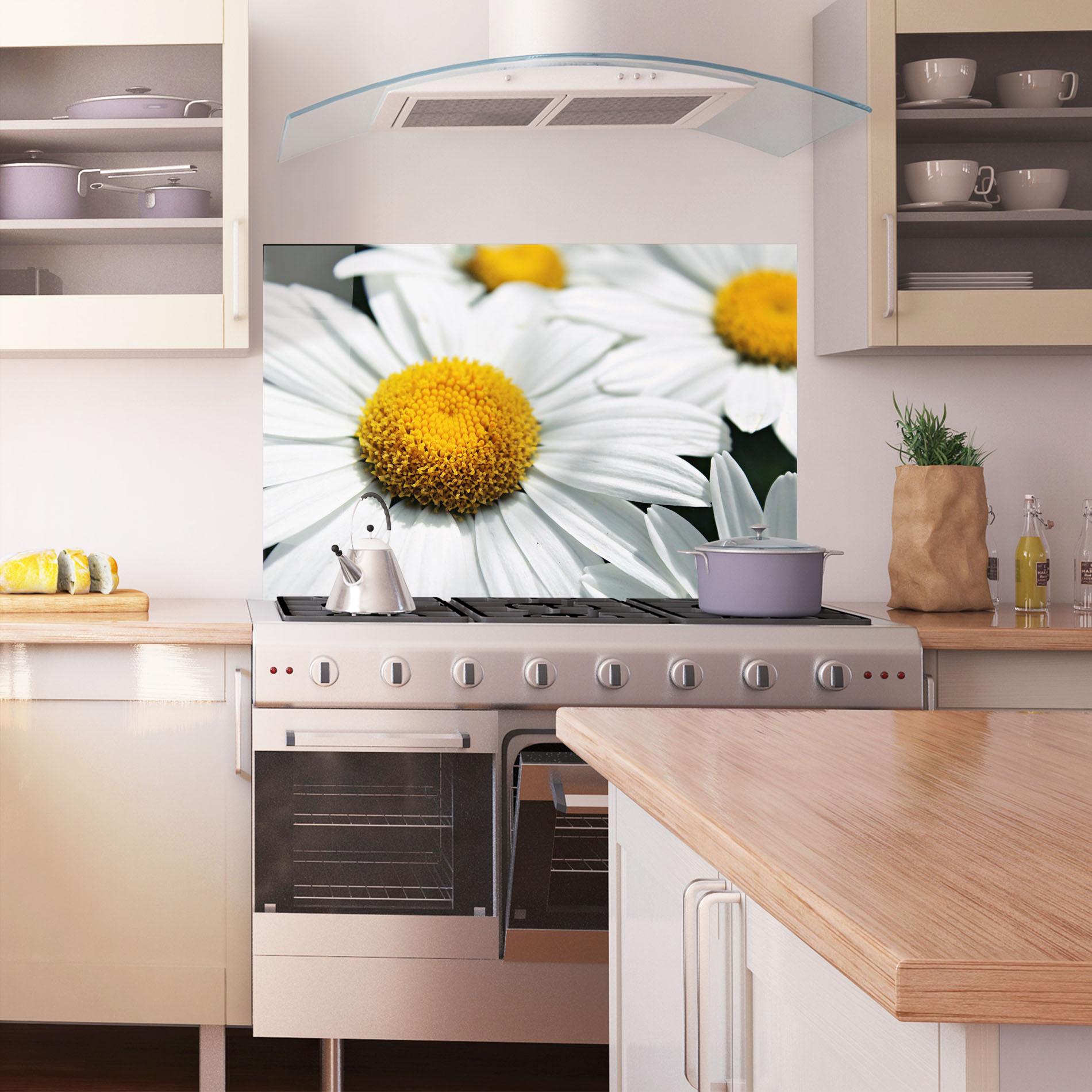 Konyhai üveg hátfal Big Daisies mockup 1