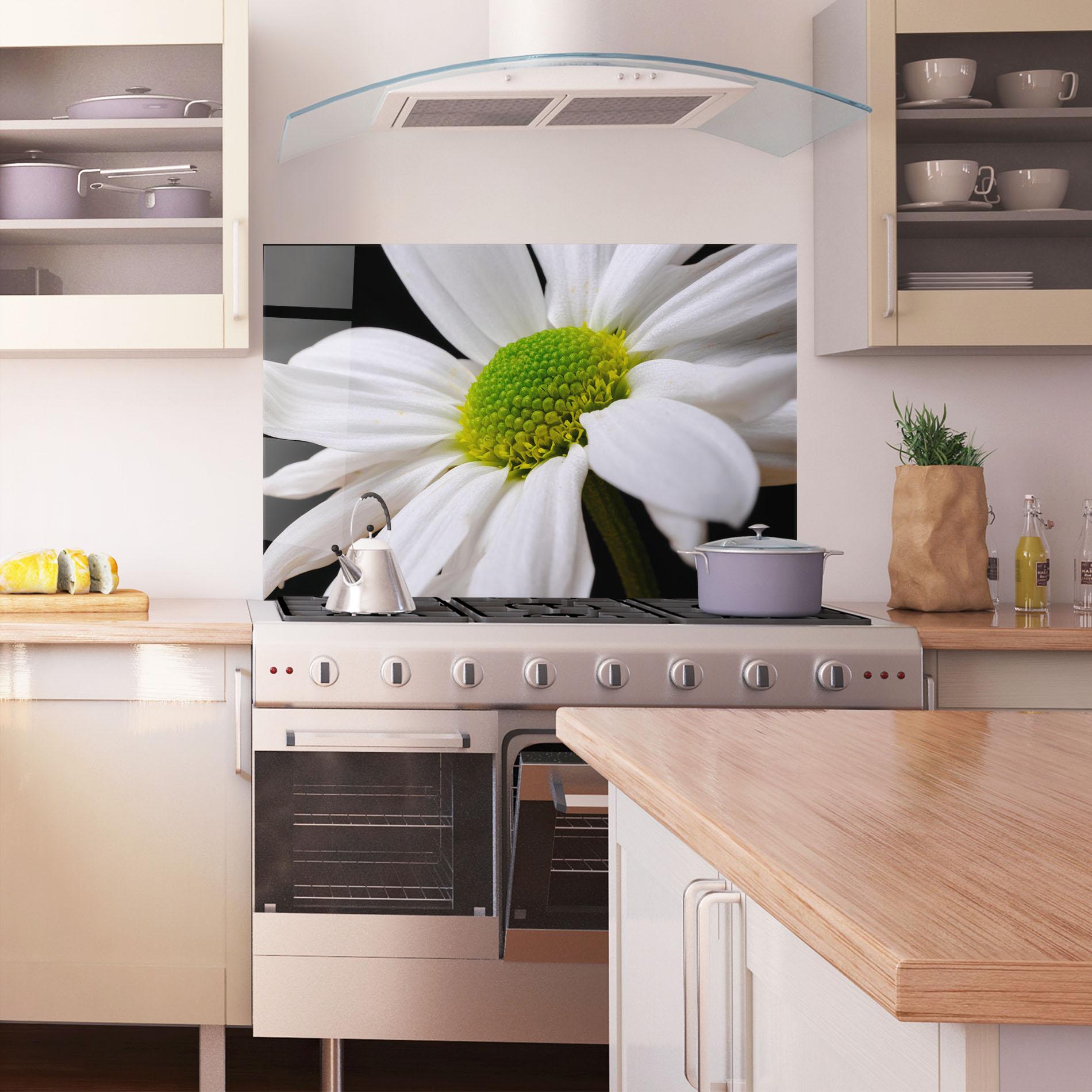 Konyhai üveg hátfal Green Middle Daisy mockup 1