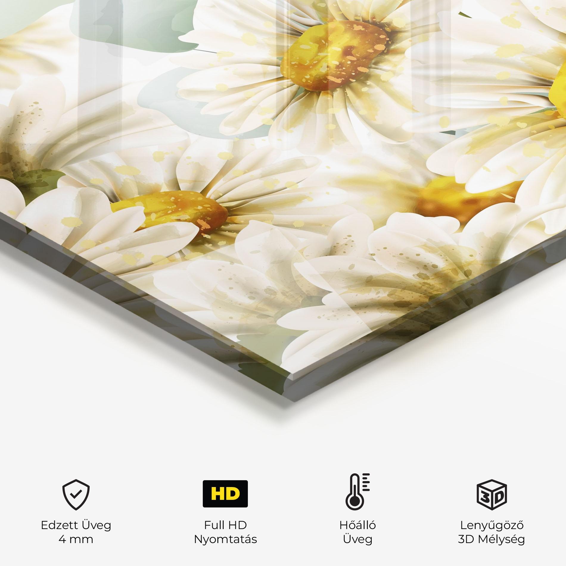 Konyhai üveg hátfal Beautiful Daisy Art mockup 2
