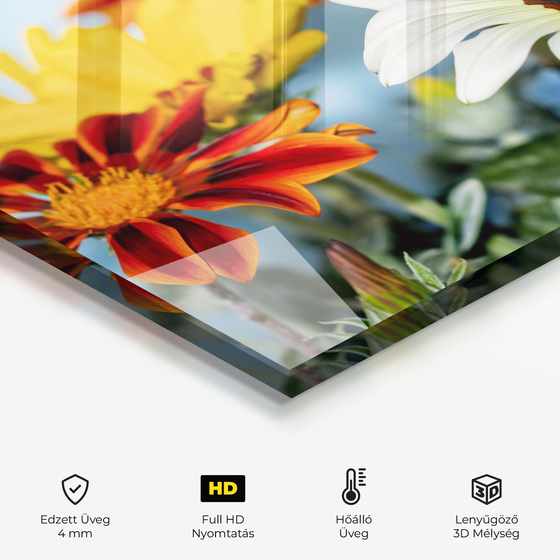 Konyhai üveg hátfal Color Mix Daisy mockup 2