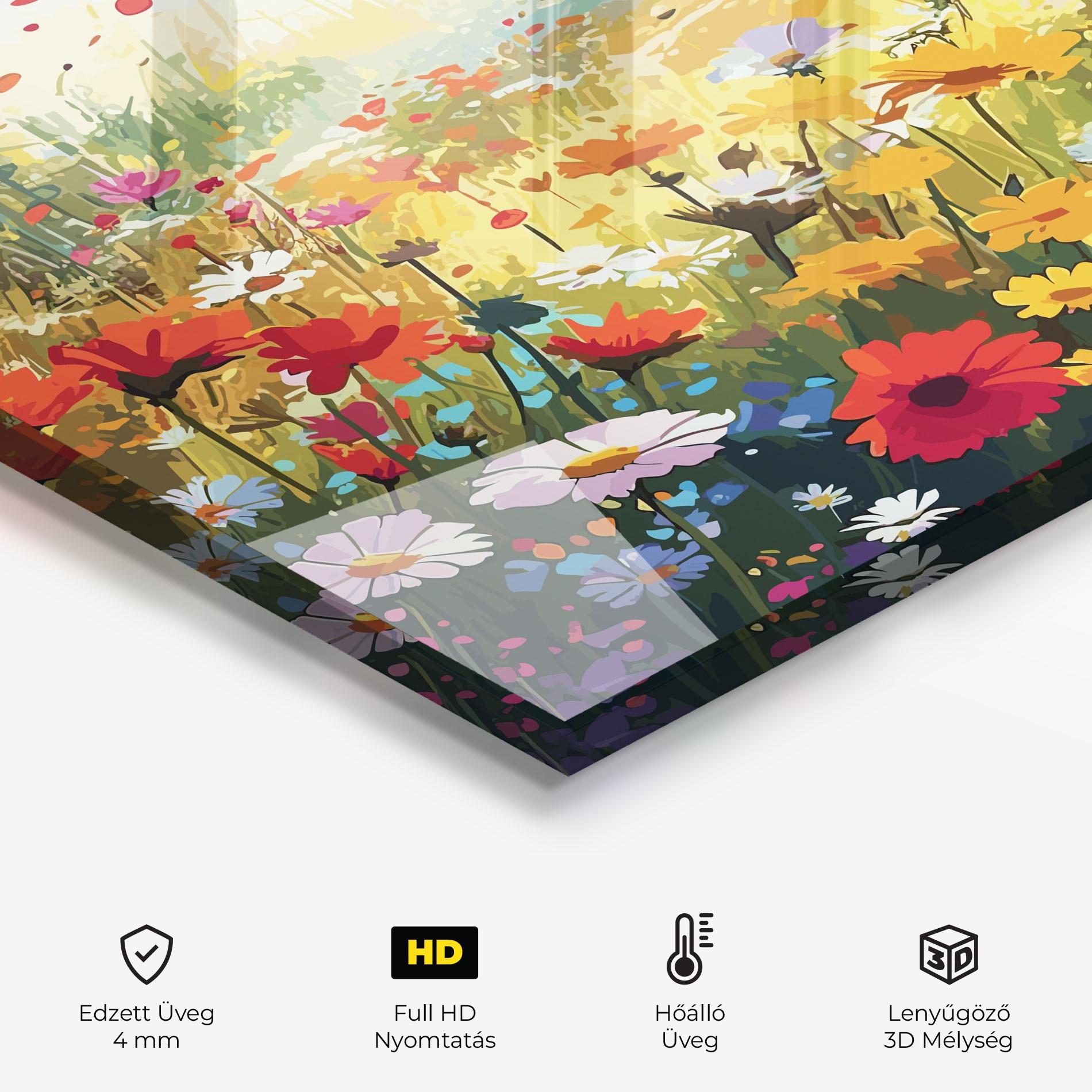 Konyhai üveg hátfal Colorful Daisy Mix mockup 2