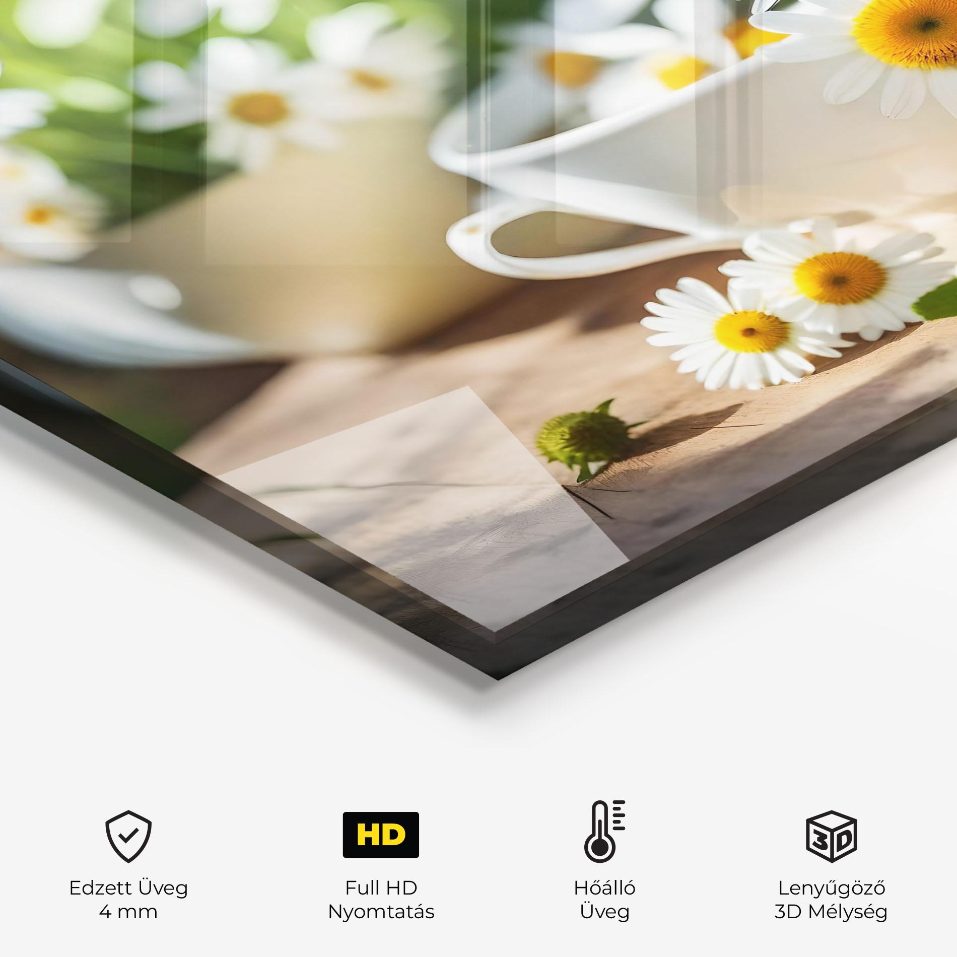 Konyhai üveg hátfal Daisies In A Cup mockup 2