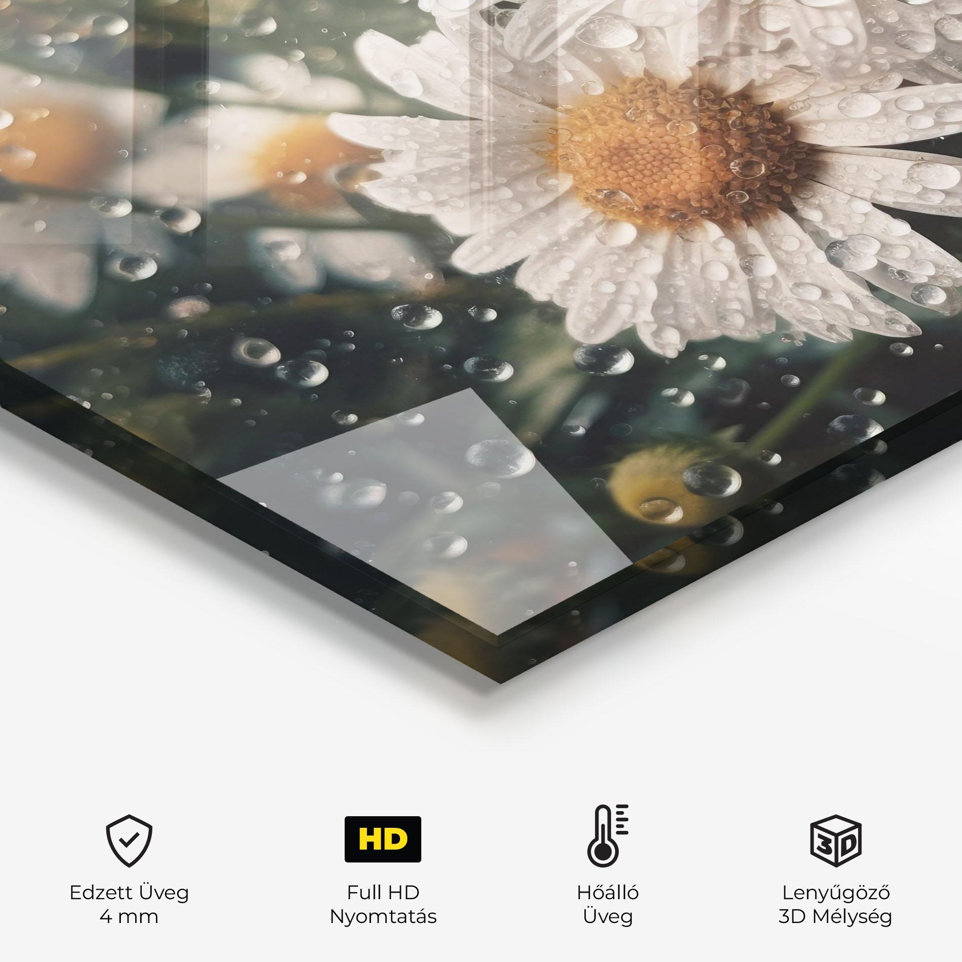 Konyhai üveg hátfal Daisy View After Rain mockup 2