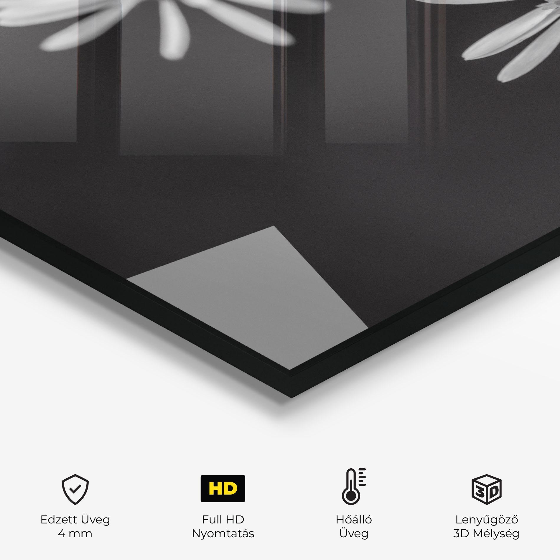 Konyhai üveg hátfal Grey Small Daisy mockup 2