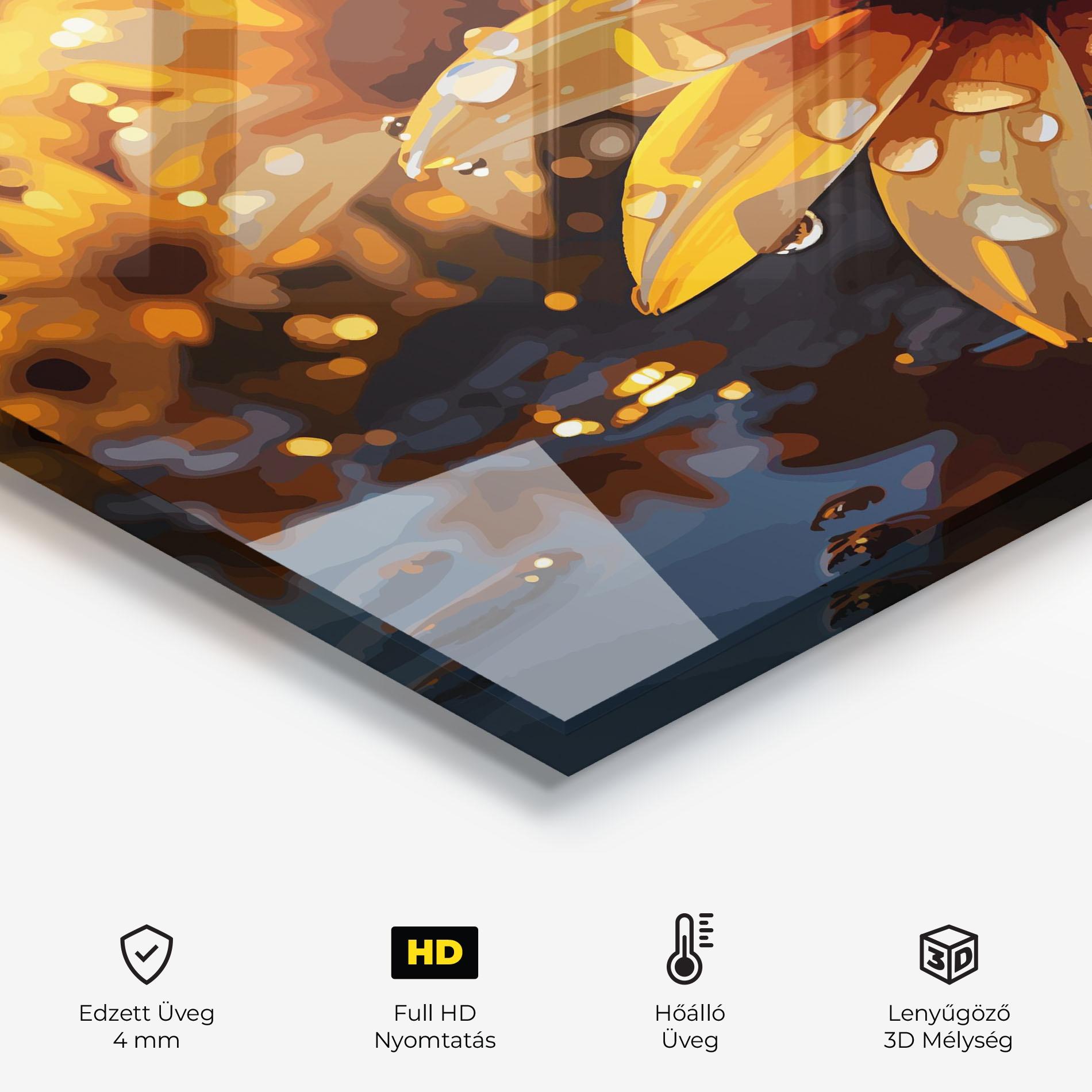 Konyhai üveg hátfal Rainy Yellow Daisy mockup 2