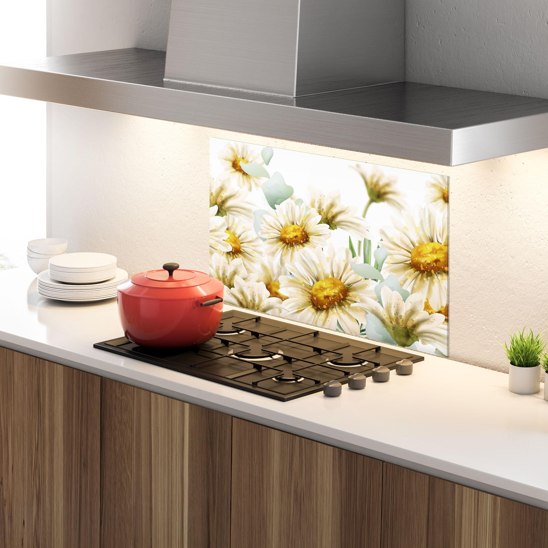 Konyhai üveg hátfal Beautiful Daisy Art mockup 4