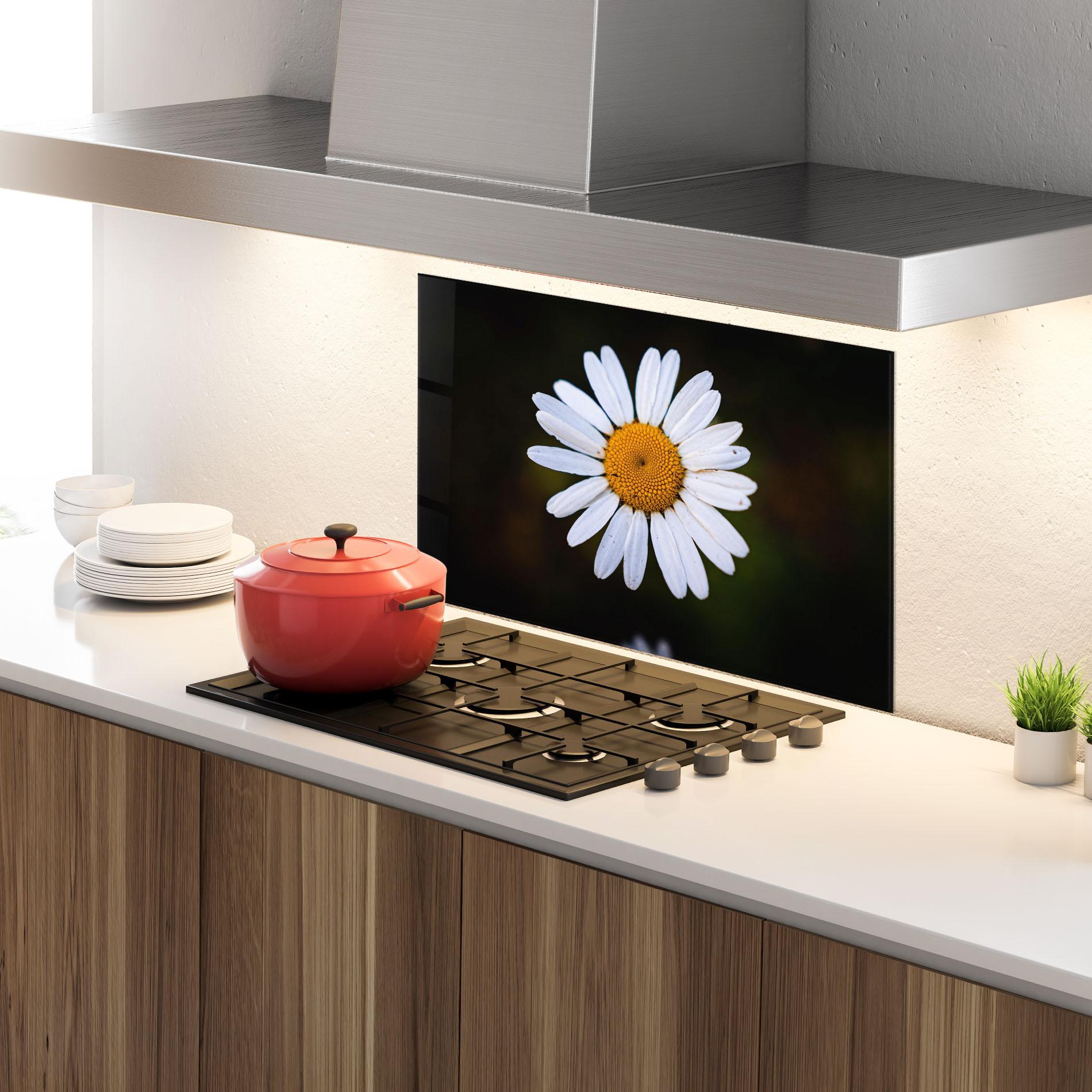 Konyhai üveg hátfal Big Yellow Center Daisy mockup 4