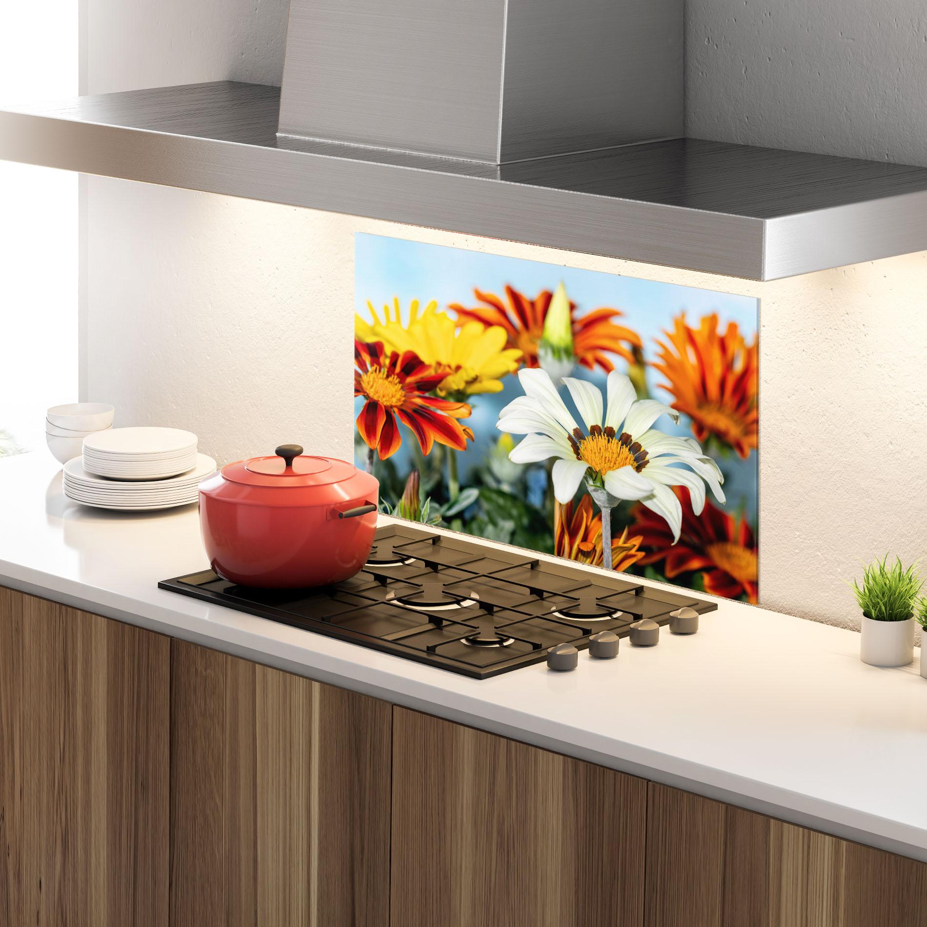 Konyhai üveg hátfal Color Mix Daisy mockup 4