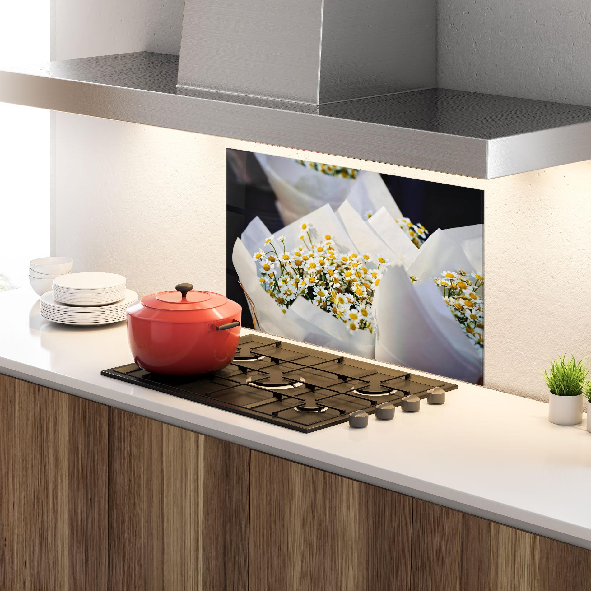 Konyhai üveg hátfal Daisy Bouquet mockup 4