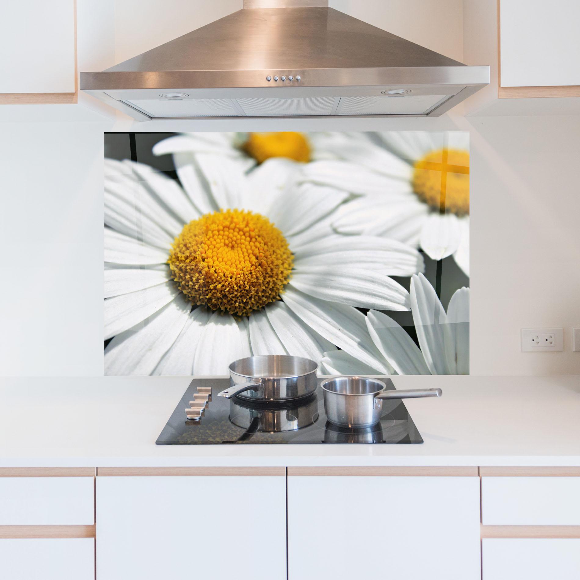 Konyhai üveg hátfal Big Daisies mockup 5