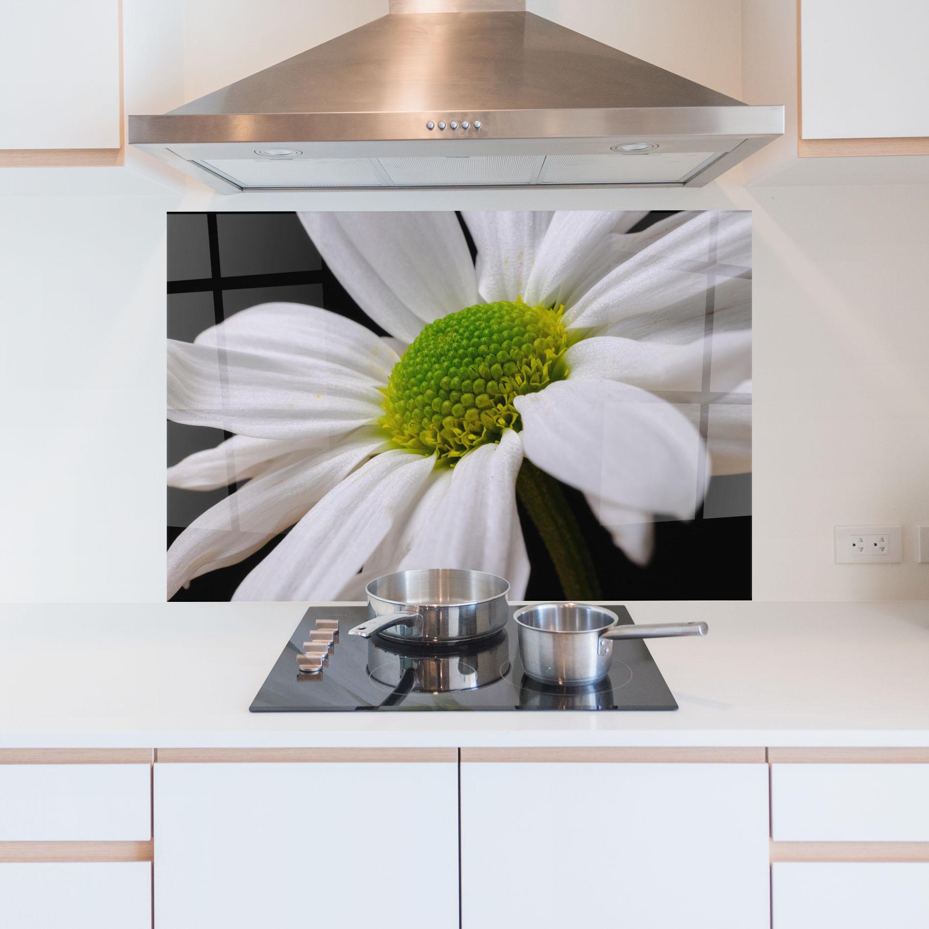Konyhai üveg hátfal Green Middle Daisy mockup 5