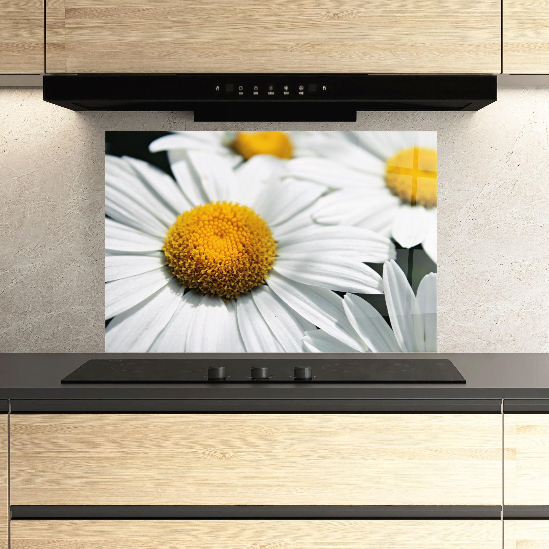Konyhai üveg hátfal Big Daisies mockup 3