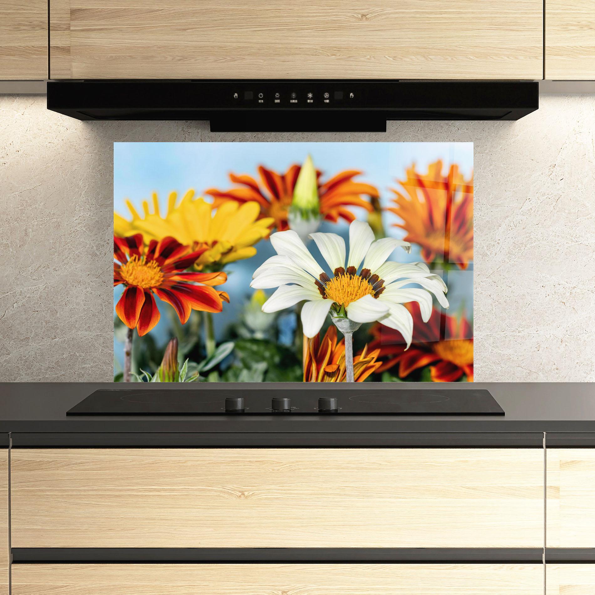 Konyhai üveg hátfal Color Mix Daisy mockup 3