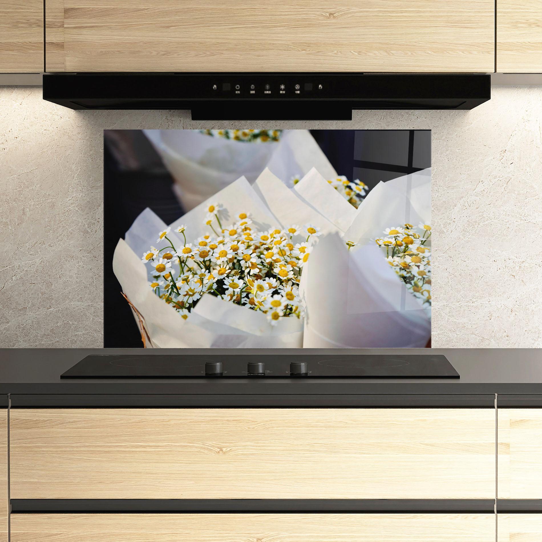 Konyhai üveg hátfal Daisy Bouquet mockup 3