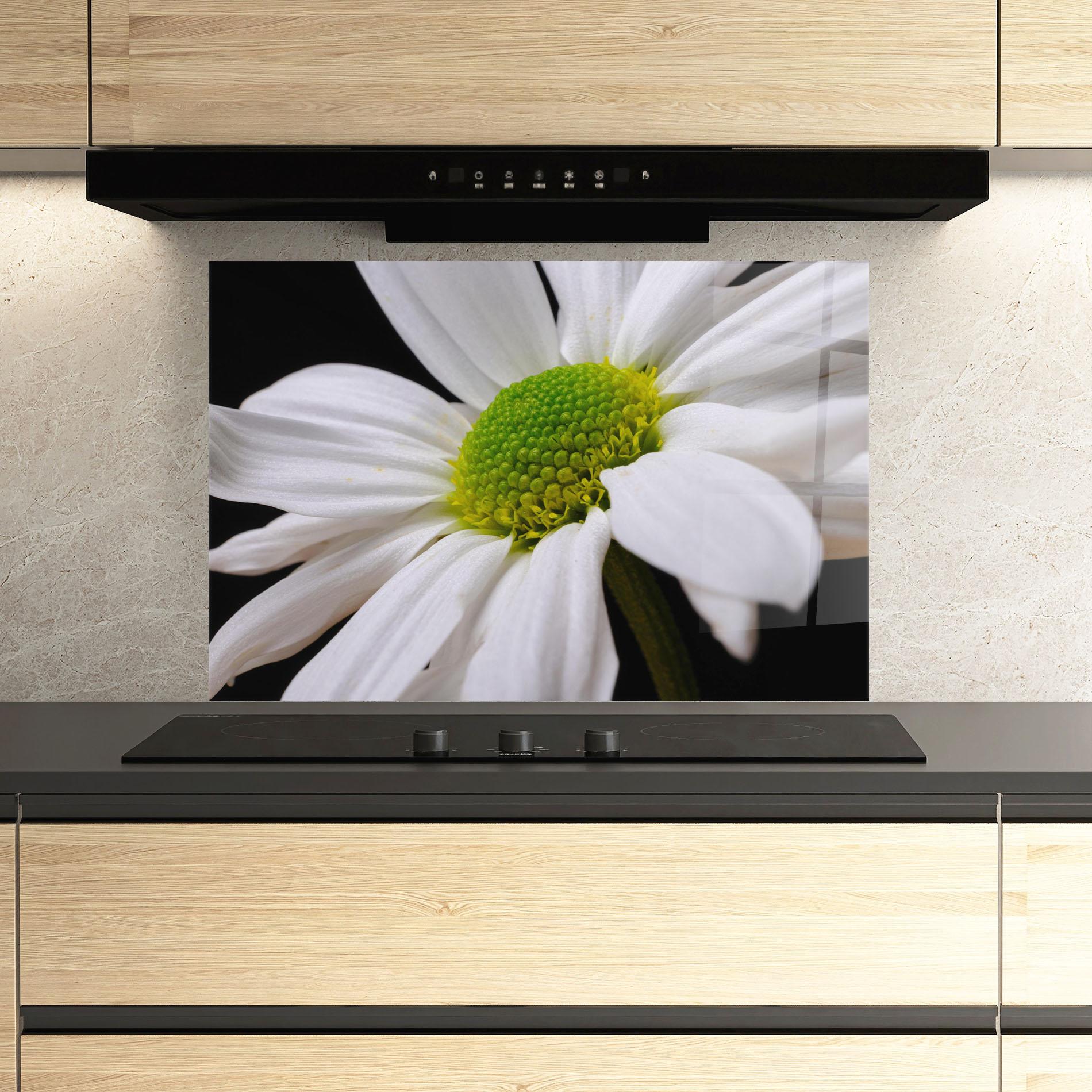 Konyhai üveg hátfal Green Middle Daisy mockup 3
