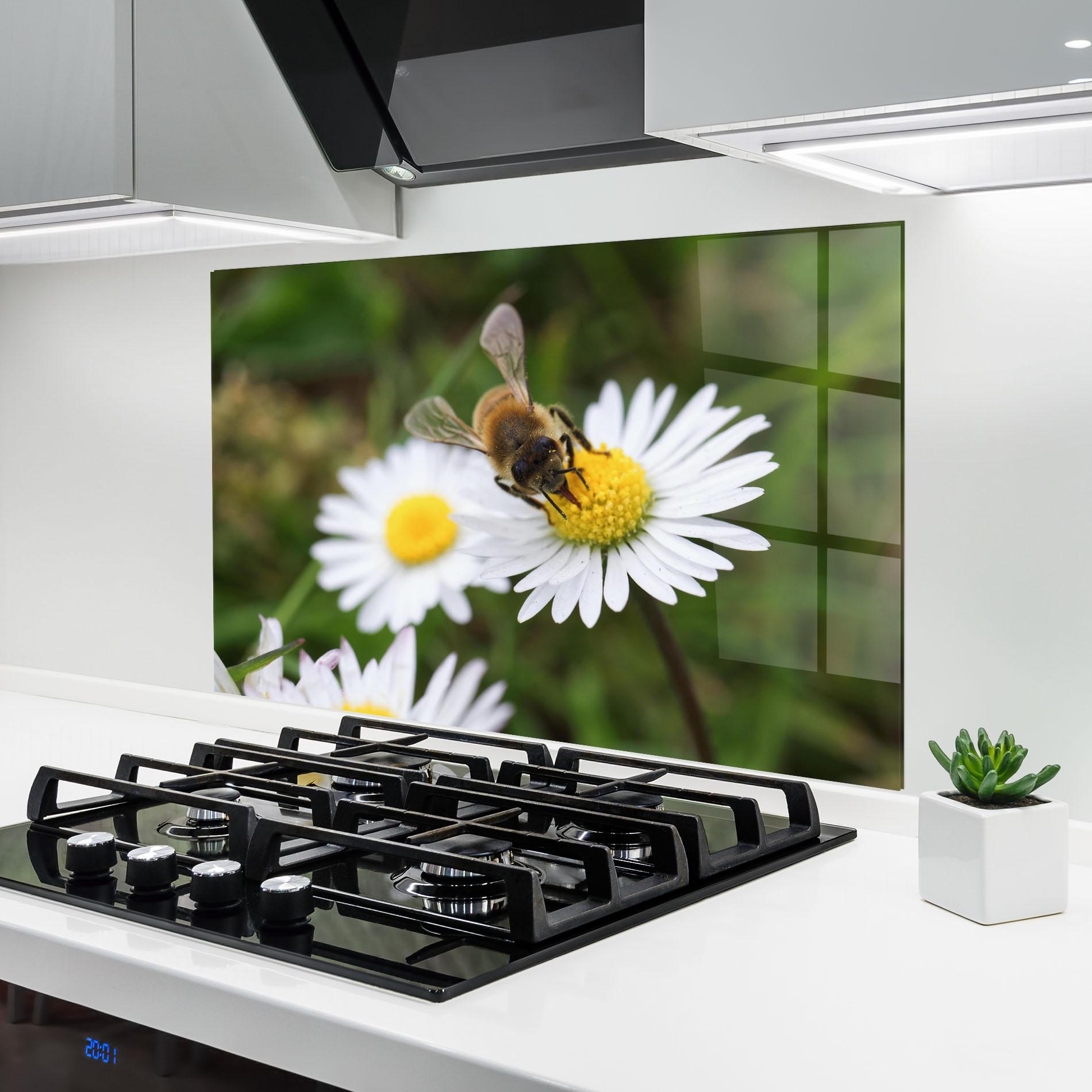 Konyhai üveg hátfal Bee On Little Daisy mockup 6