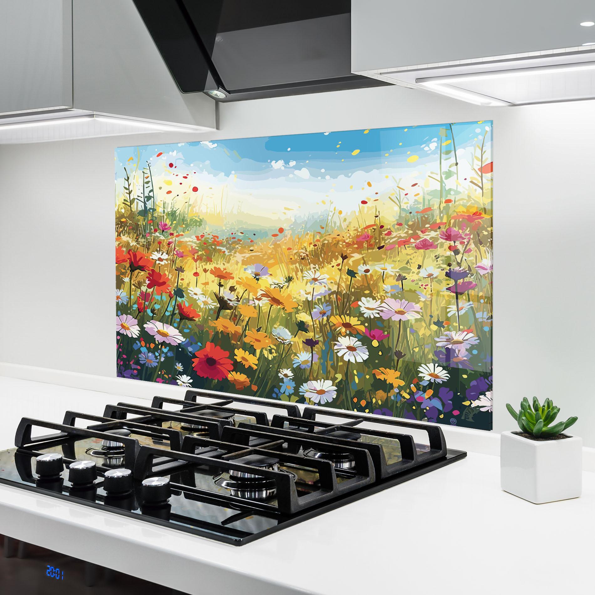 Konyhai üveg hátfal Colorful Daisy Mix mockup 6