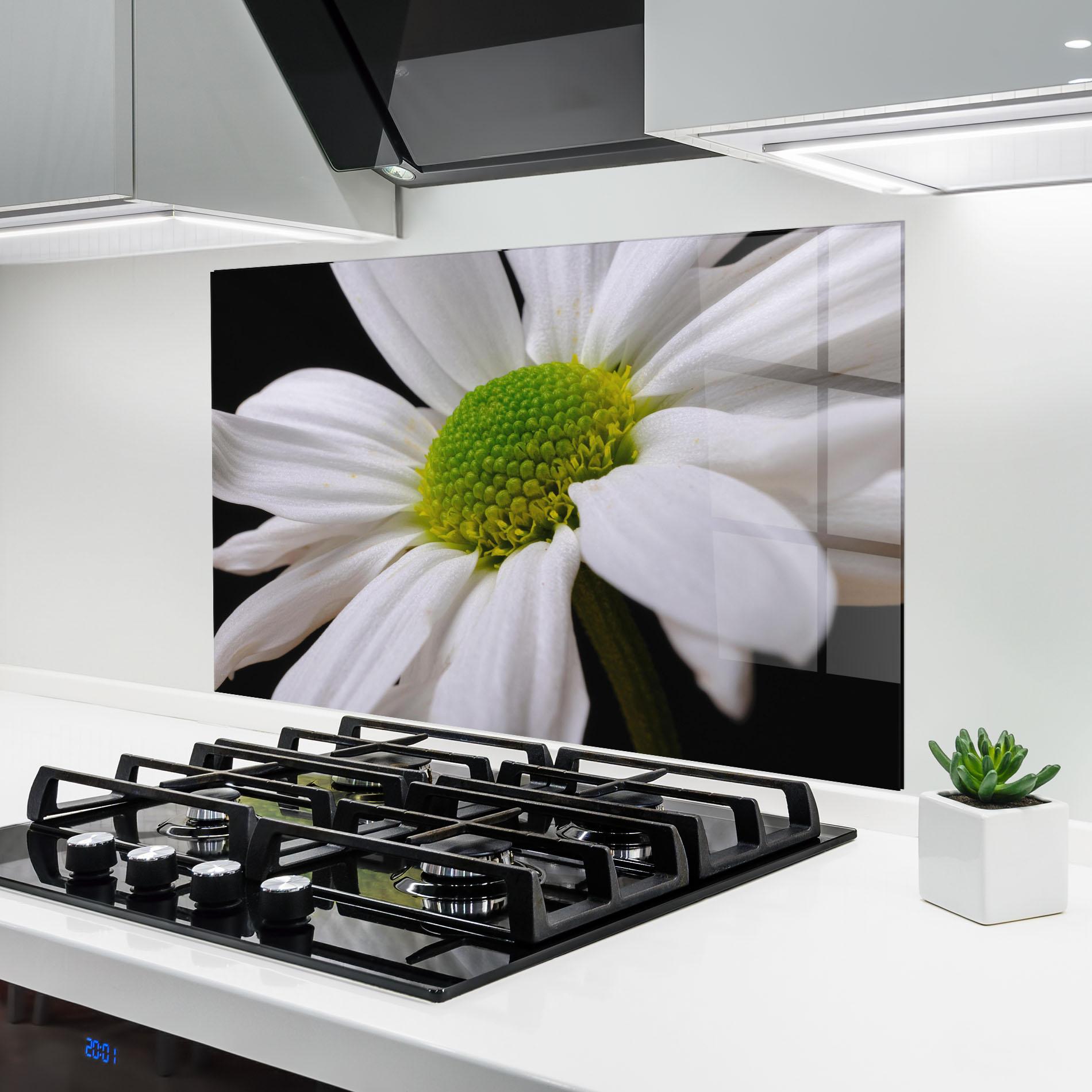 Konyhai üveg hátfal Green Middle Daisy mockup 6