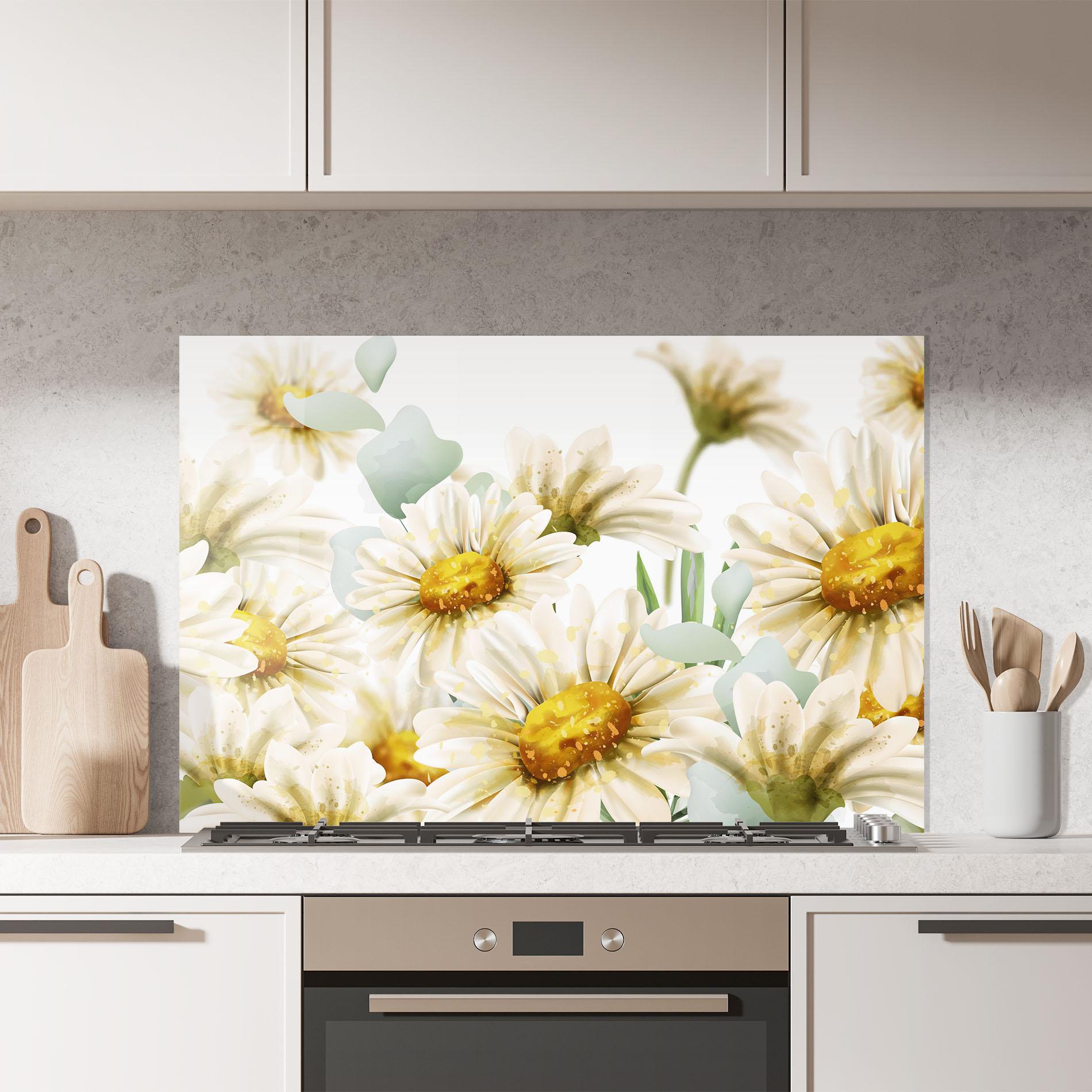 Konyhai üveg hátfal Beautiful Daisy Art mockup 7