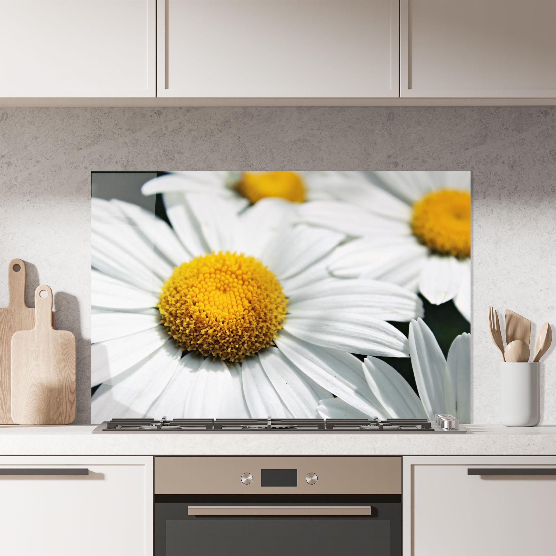 Konyhai üveg hátfal Big Daisies mockup 7