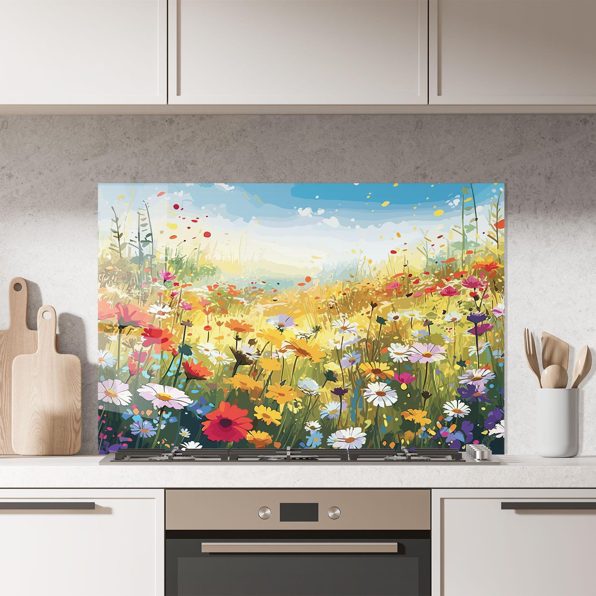 Konyhai üveg hátfal Colorful Daisy Mix mockup 7