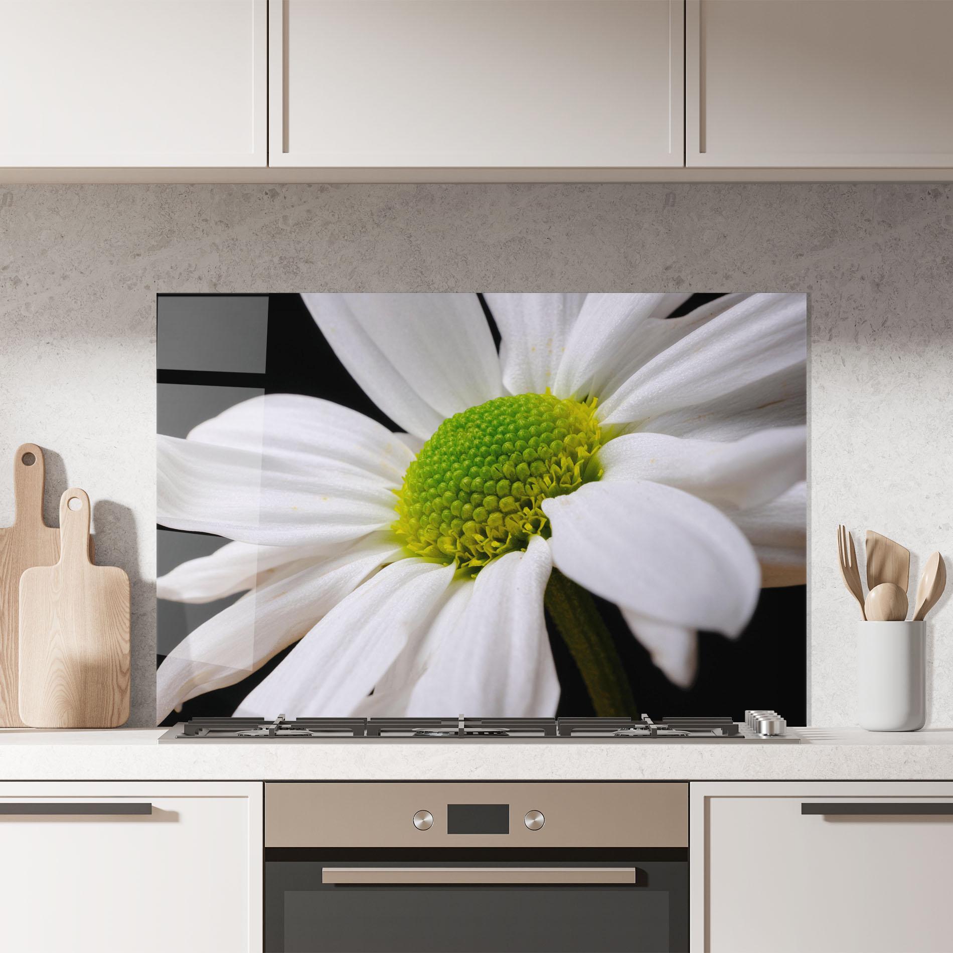 Konyhai üveg hátfal Green Middle Daisy mockup 7