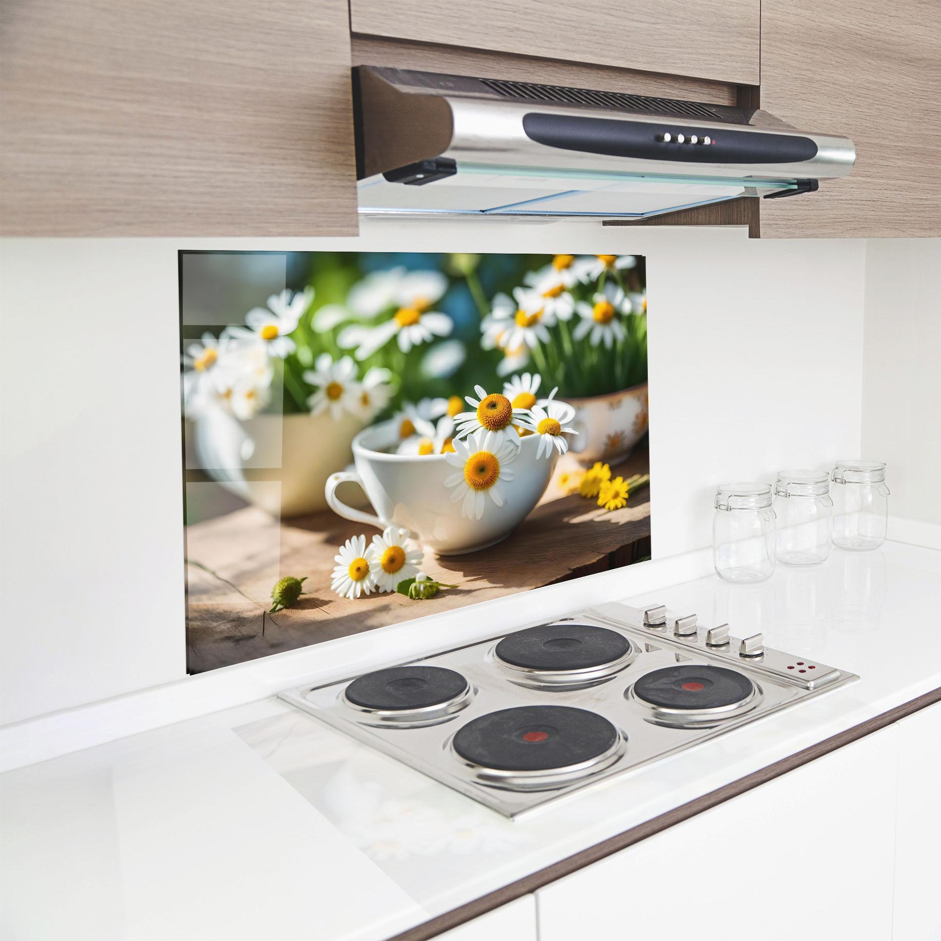 Konyhai üveg hátfal Daisies In A Cup mockup 8