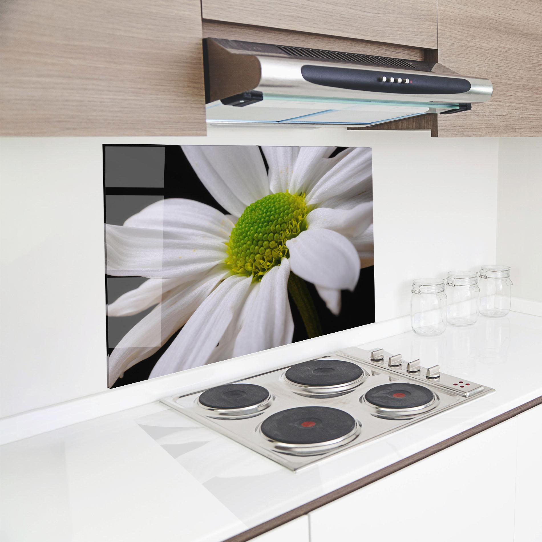 Konyhai üveg hátfal Green Middle Daisy mockup 8