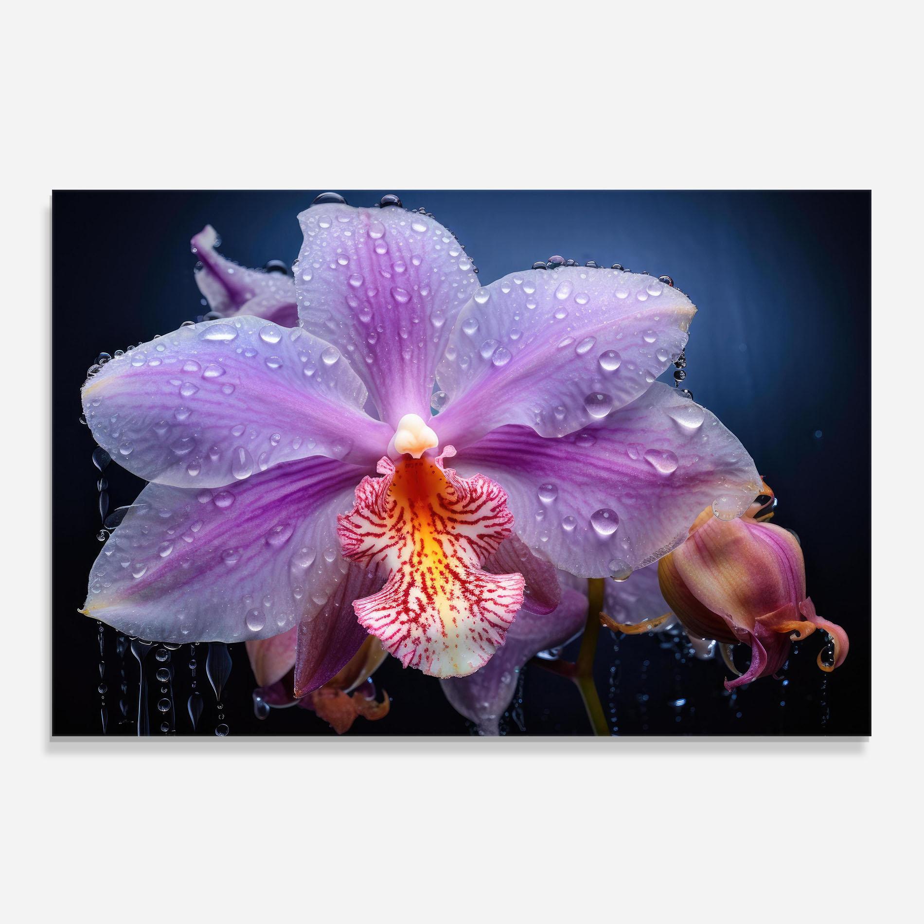 Konyhai üveg hátfal Orchid In Rain mockup 0