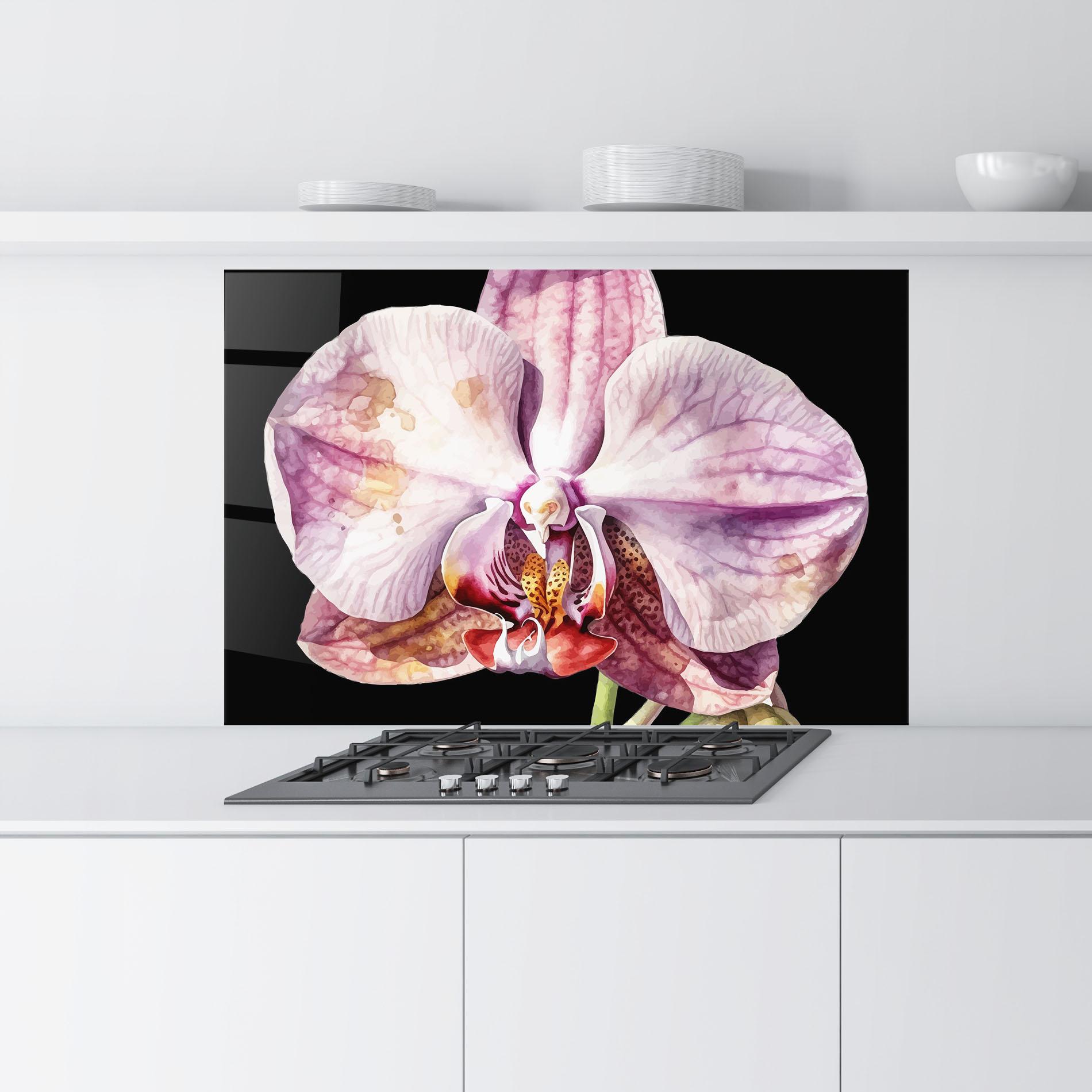 Konyhai üveg hátfal Painted Orchid mockup 9