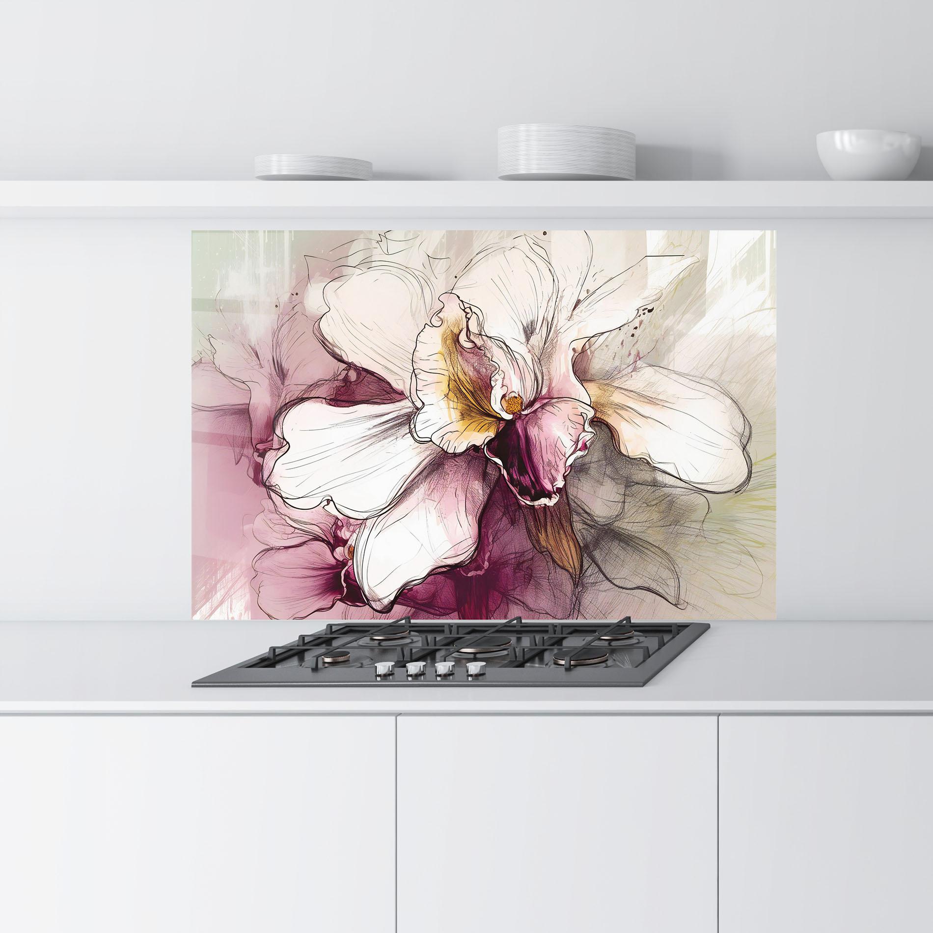 Konyhai üveg hátfal Painted Purple Orchid mockup 9