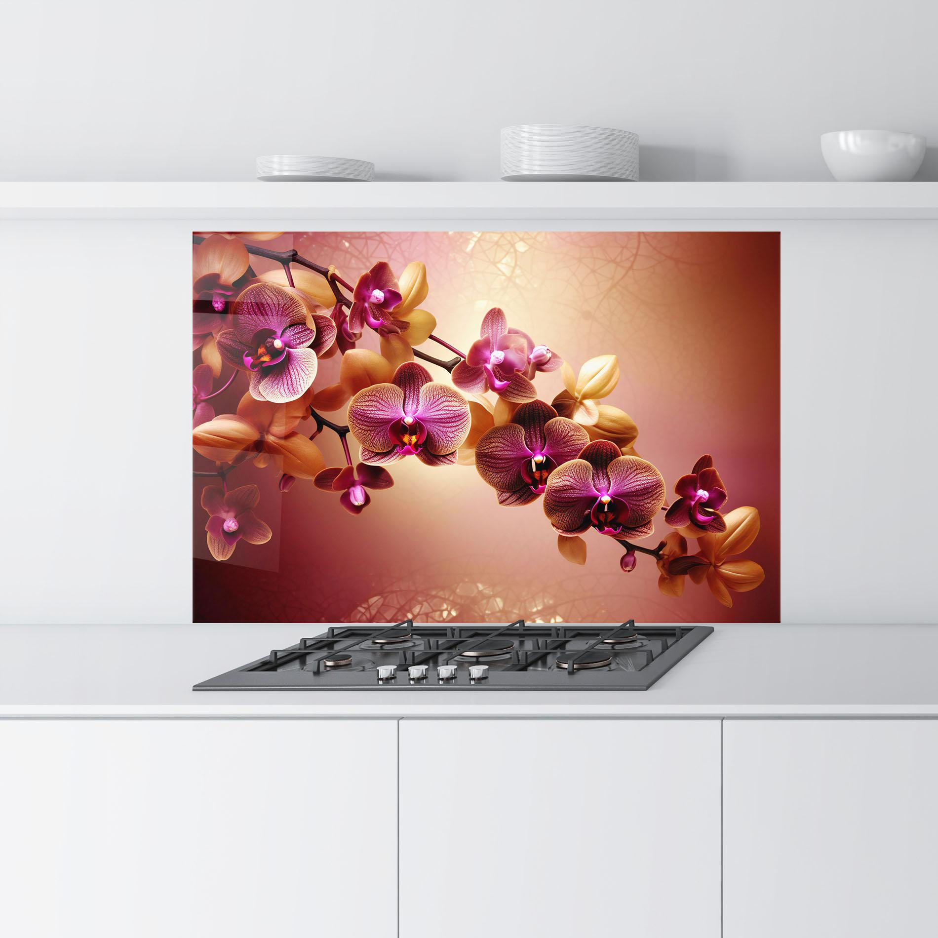 Konyhai üveg hátfal Purple Cream Orchid mockup 9