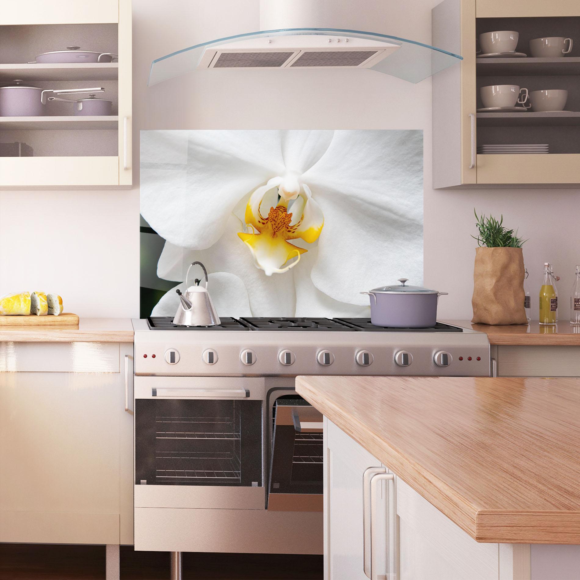 Konyhai üveg hátfal Big Orchid Close Up mockup 1