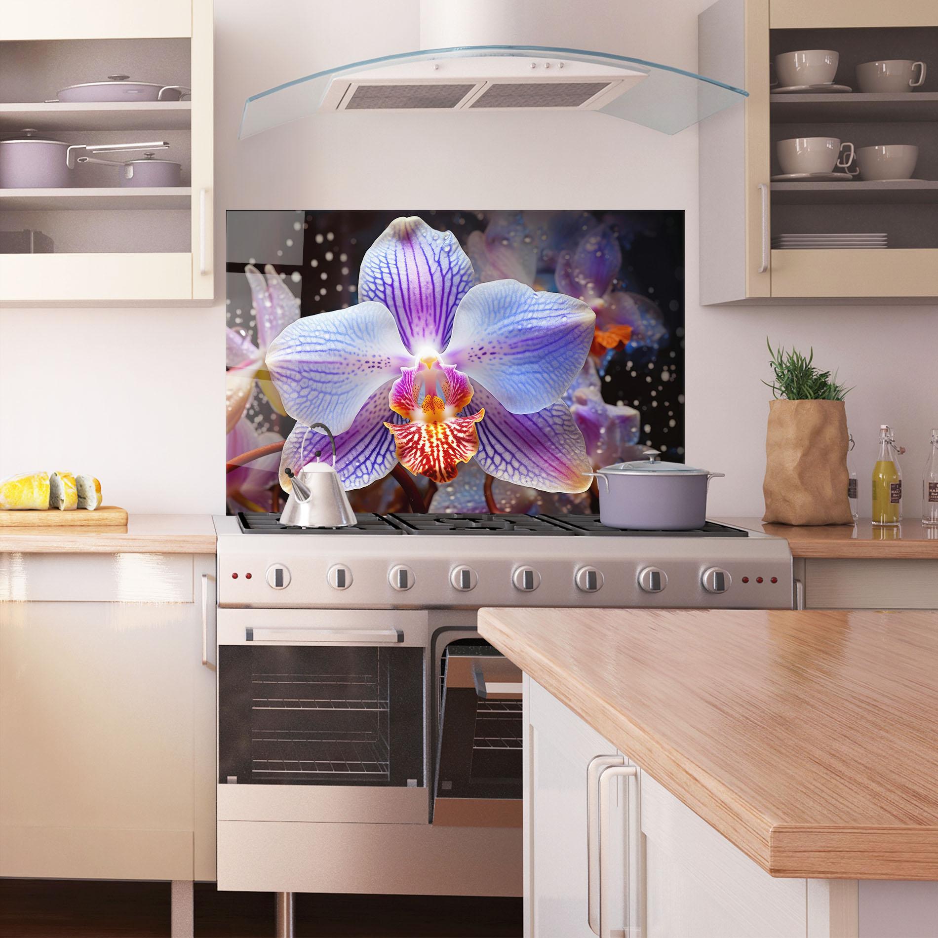 Konyhai üveg hátfal Light Purple Orchid Art mockup 1