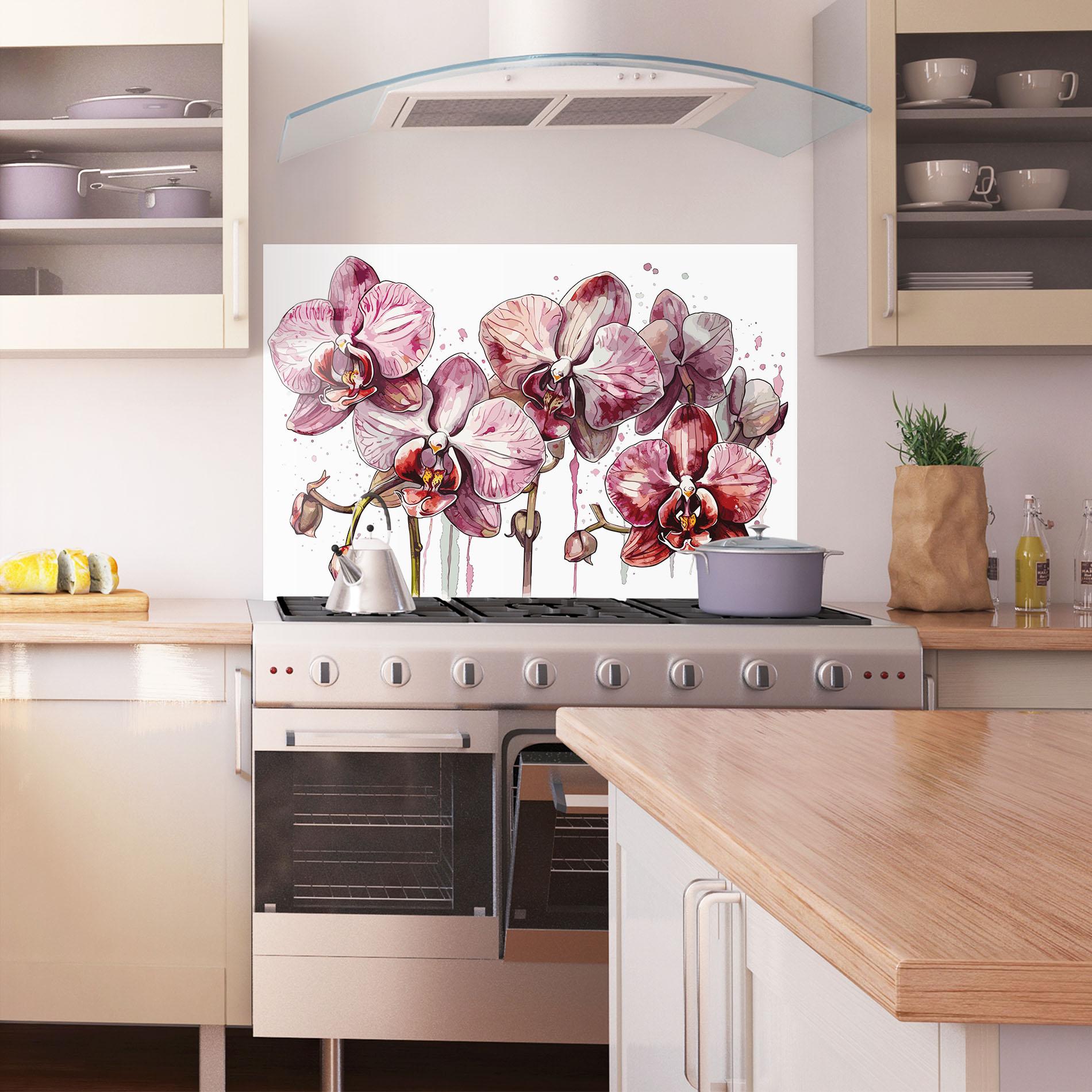 Konyhai üveg hátfal Orchid Art mockup 1