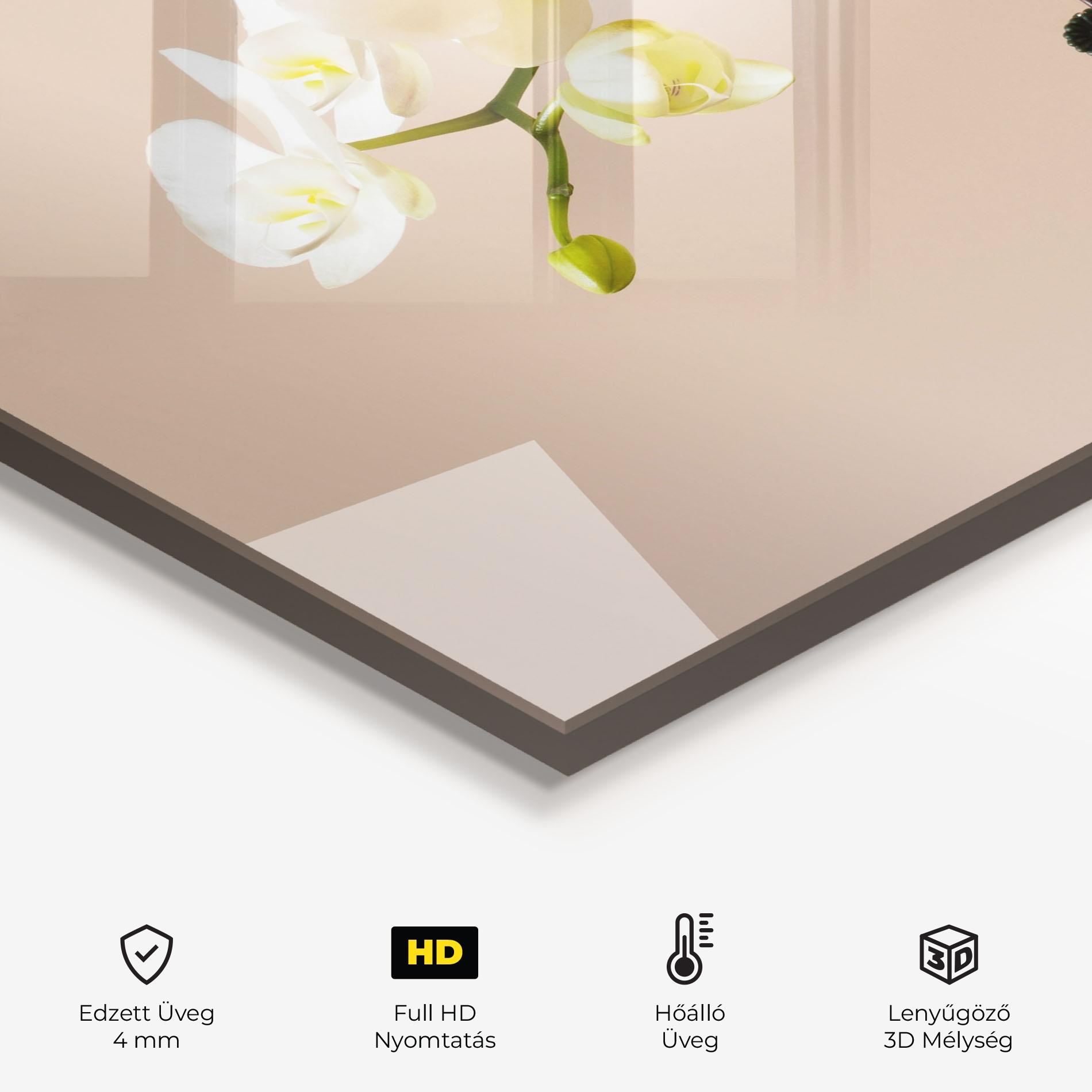 Konyhai üveg hátfal Cream Orchid On Pink mockup 2