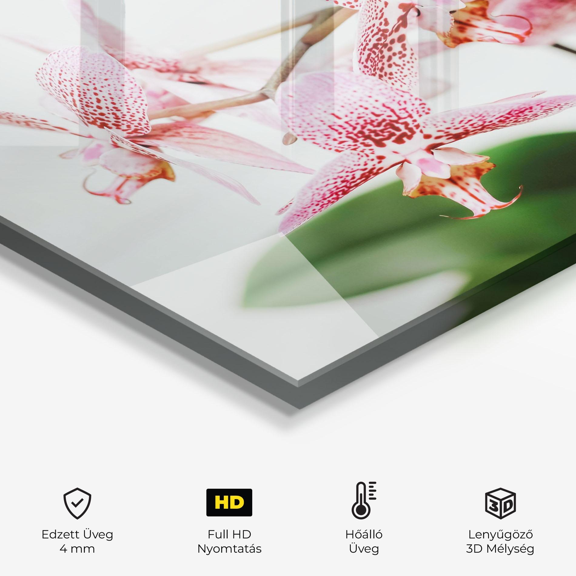 Konyhai üveg hátfal Green Orchids mockup 2