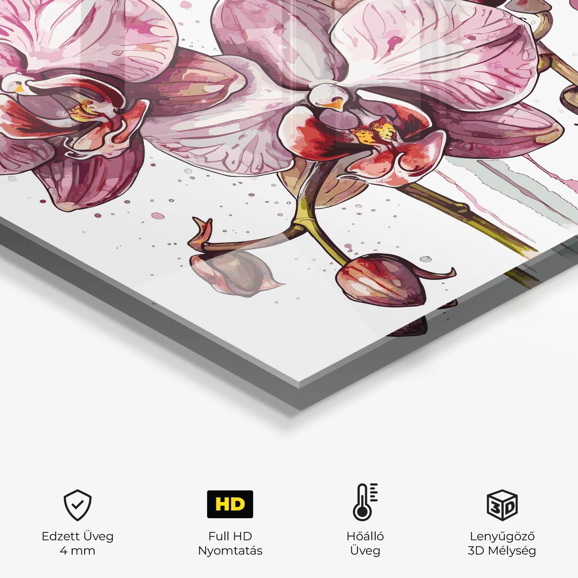 Konyhai üveg hátfal Orchid Art mockup 2