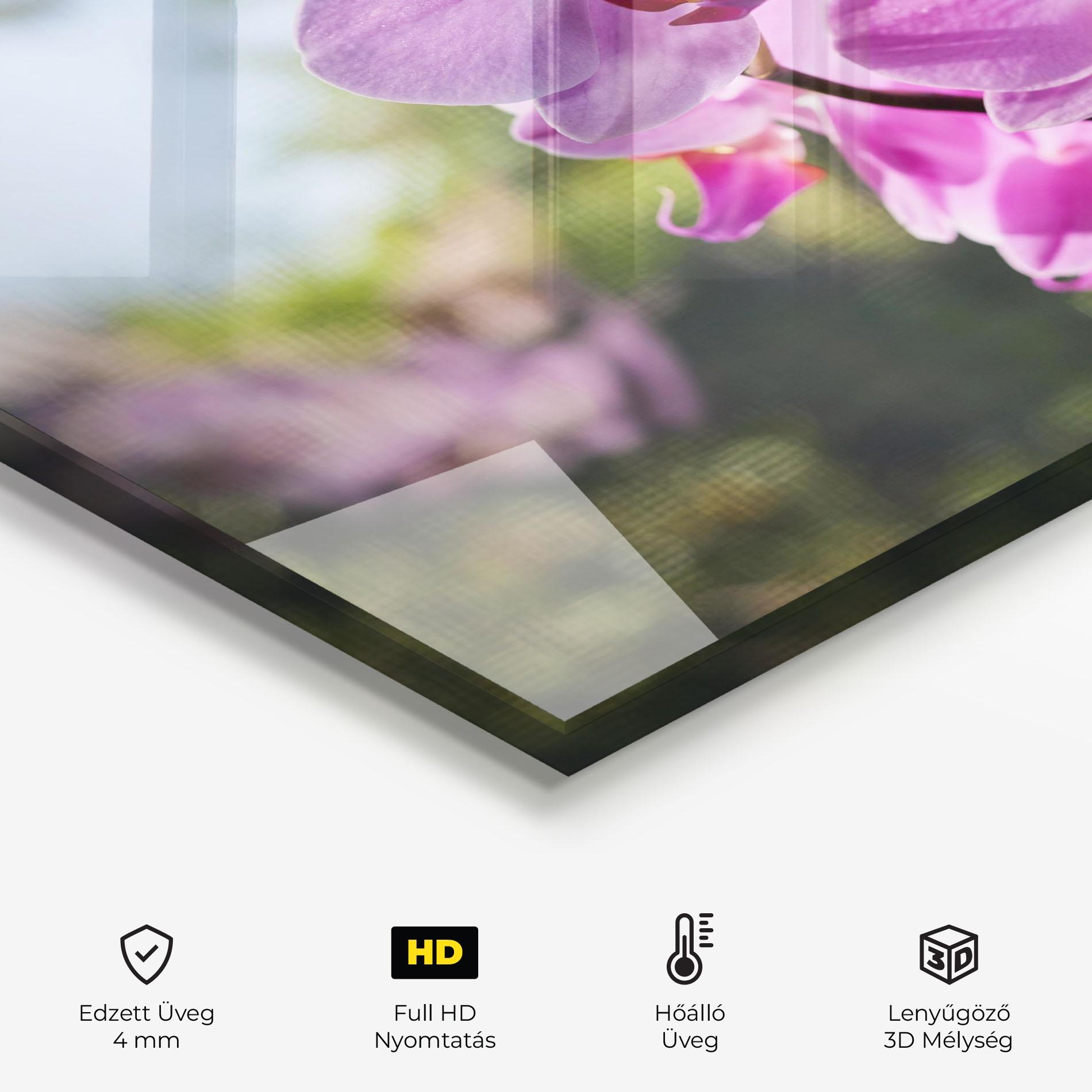 Konyhai üveg hátfal Orchids In The Garden mockup 2