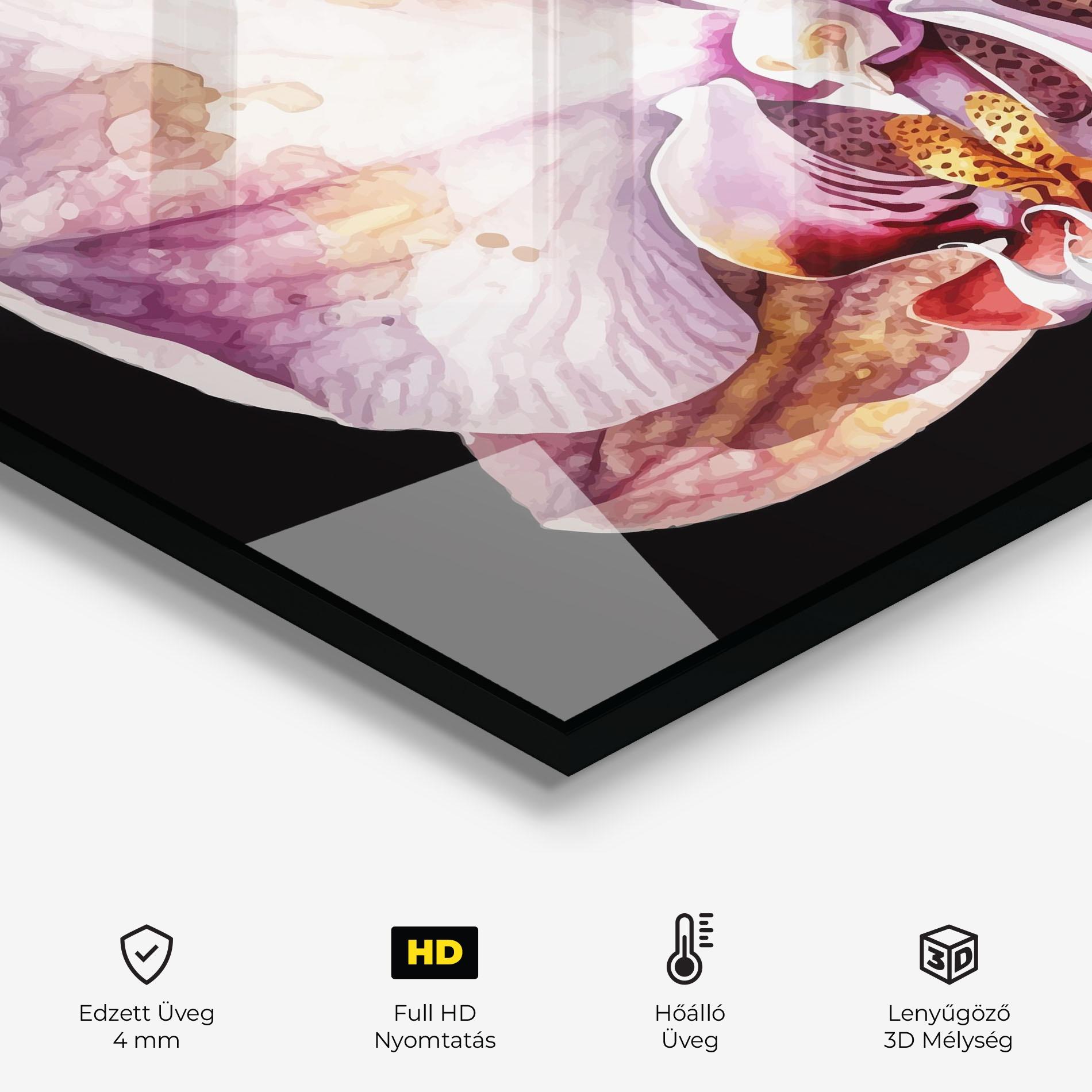 Konyhai üveg hátfal Painted Orchid mockup 2