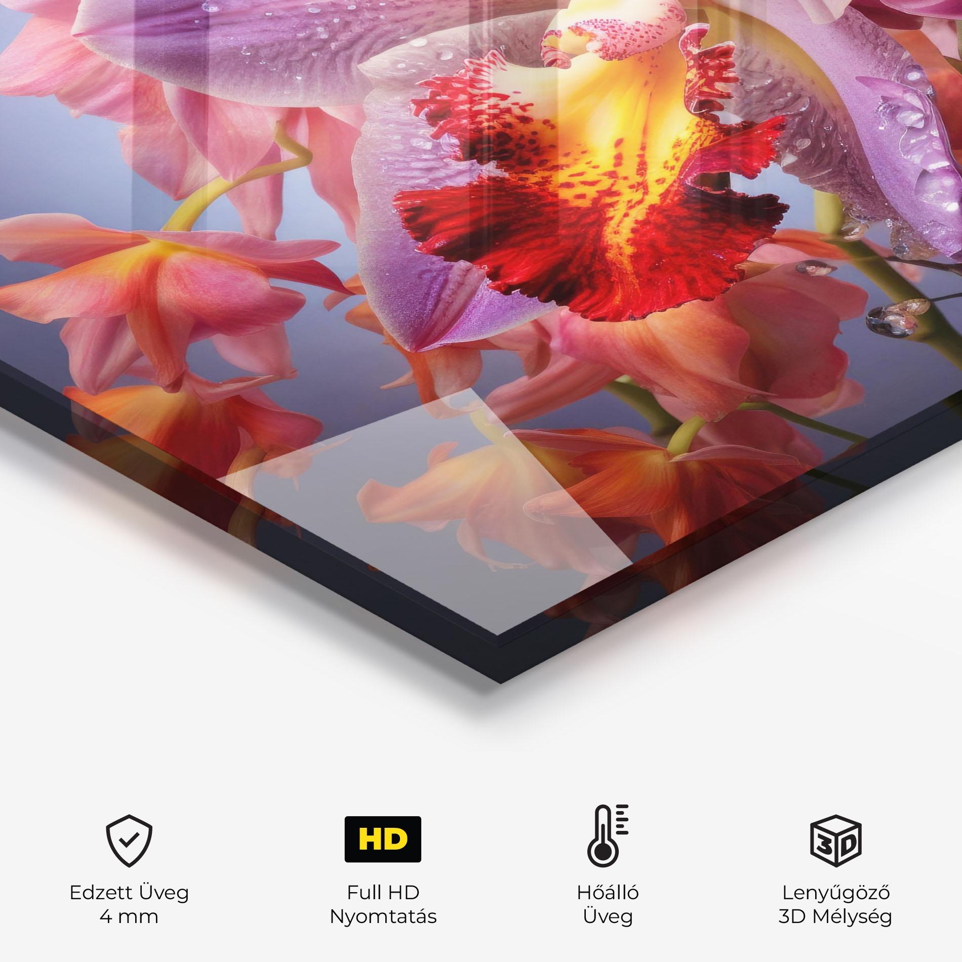 Konyhai üveg hátfal Purple Orange Orchid View mockup 2