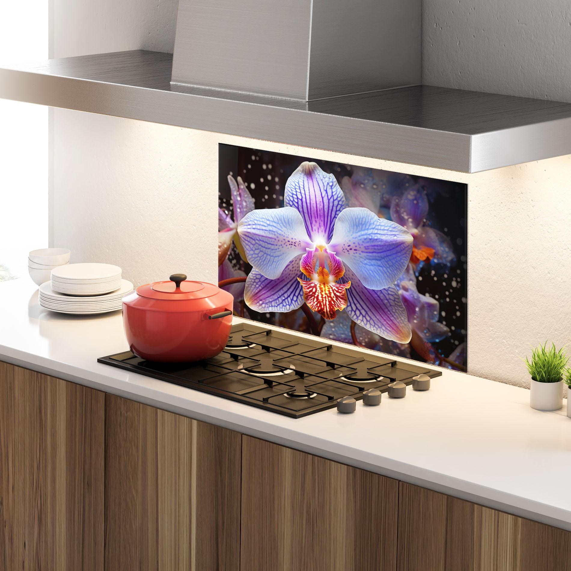 Konyhai üveg hátfal Light Purple Orchid Art mockup 4