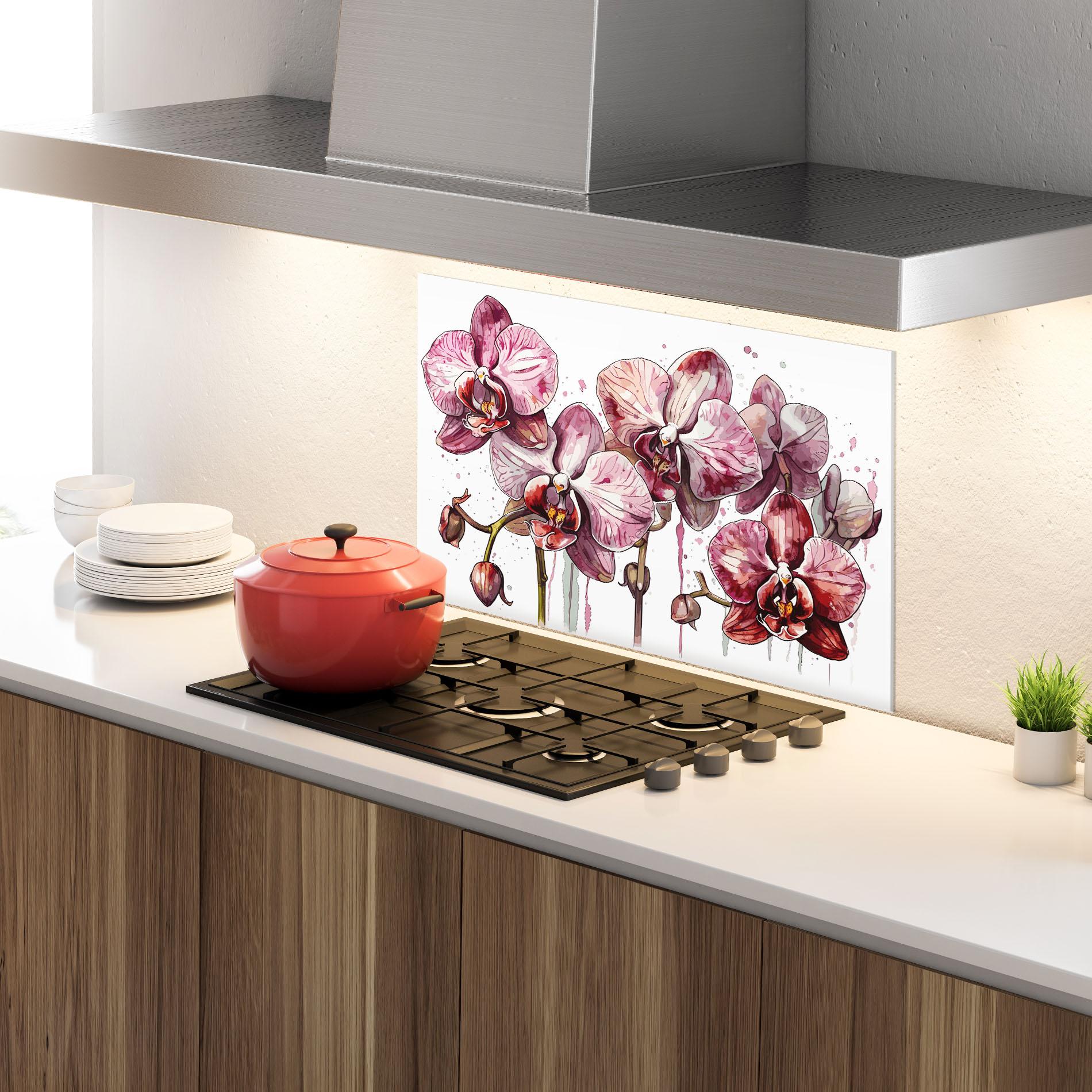 Konyhai üveg hátfal Orchid Art mockup 4