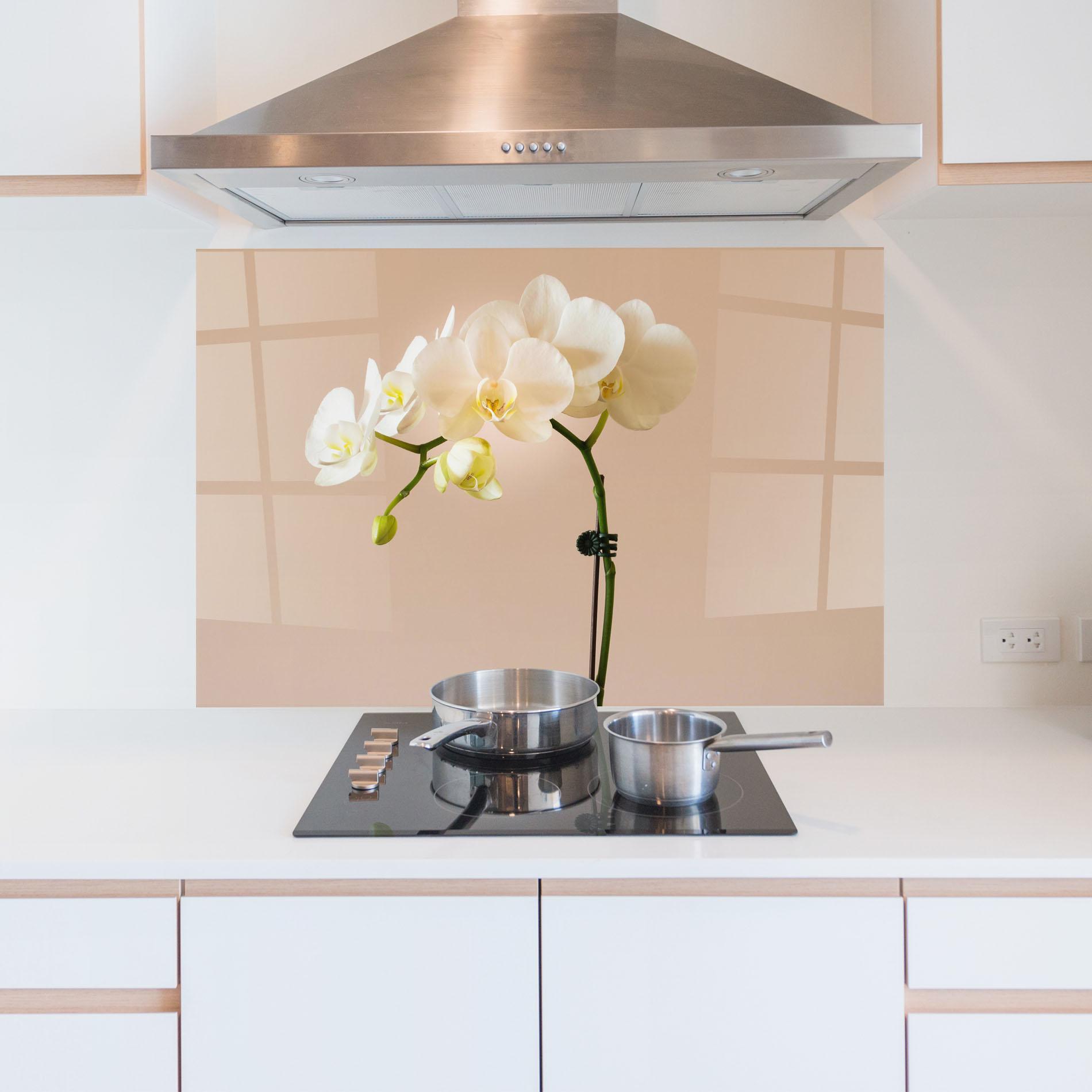 Konyhai üveg hátfal Cream Orchid On Pink mockup 5