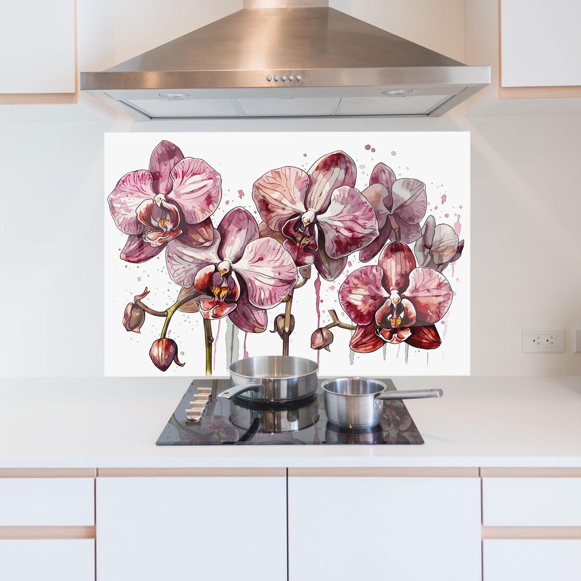 Konyhai üveg hátfal Orchid Art mockup 5
