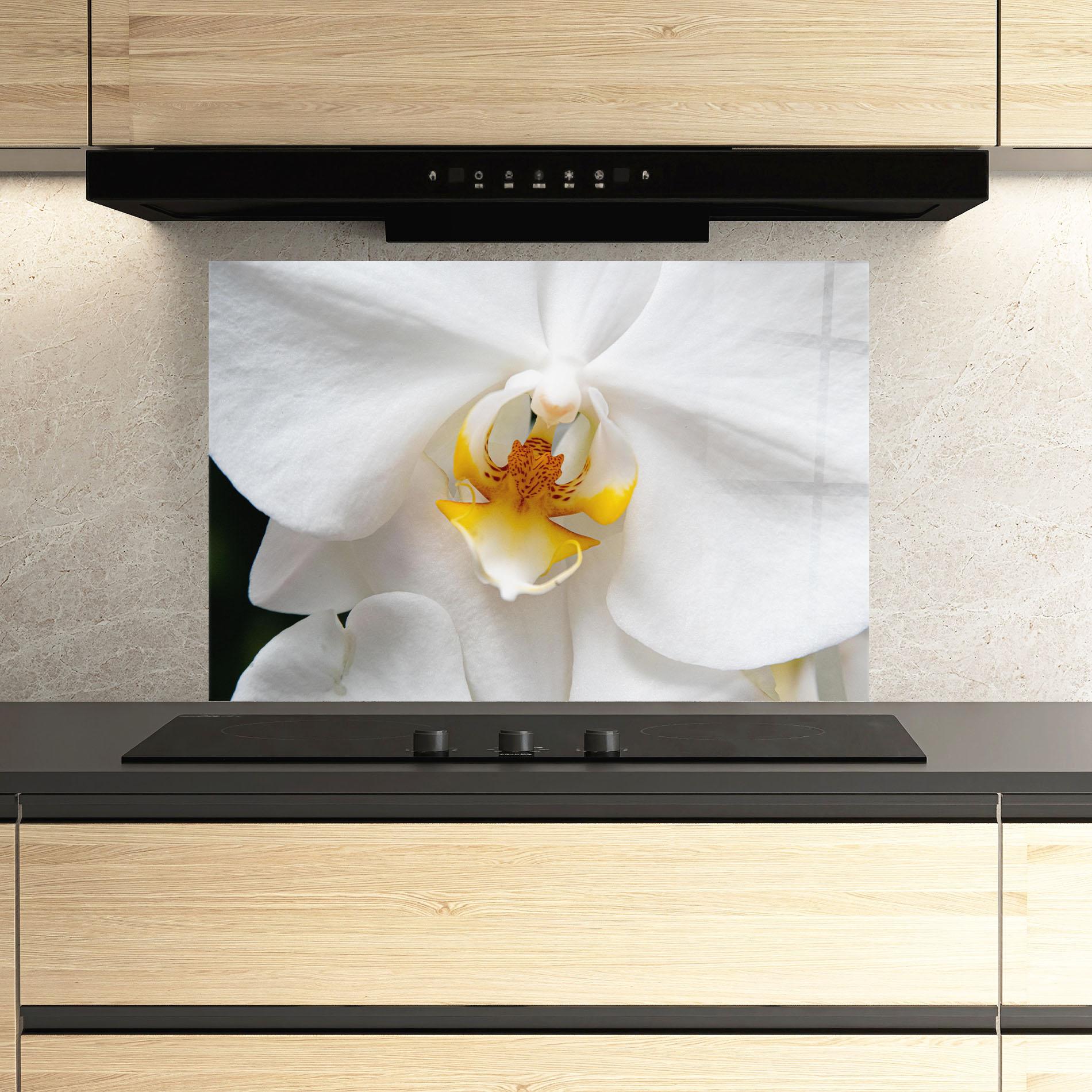 Konyhai üveg hátfal Big Orchid Close Up mockup 3