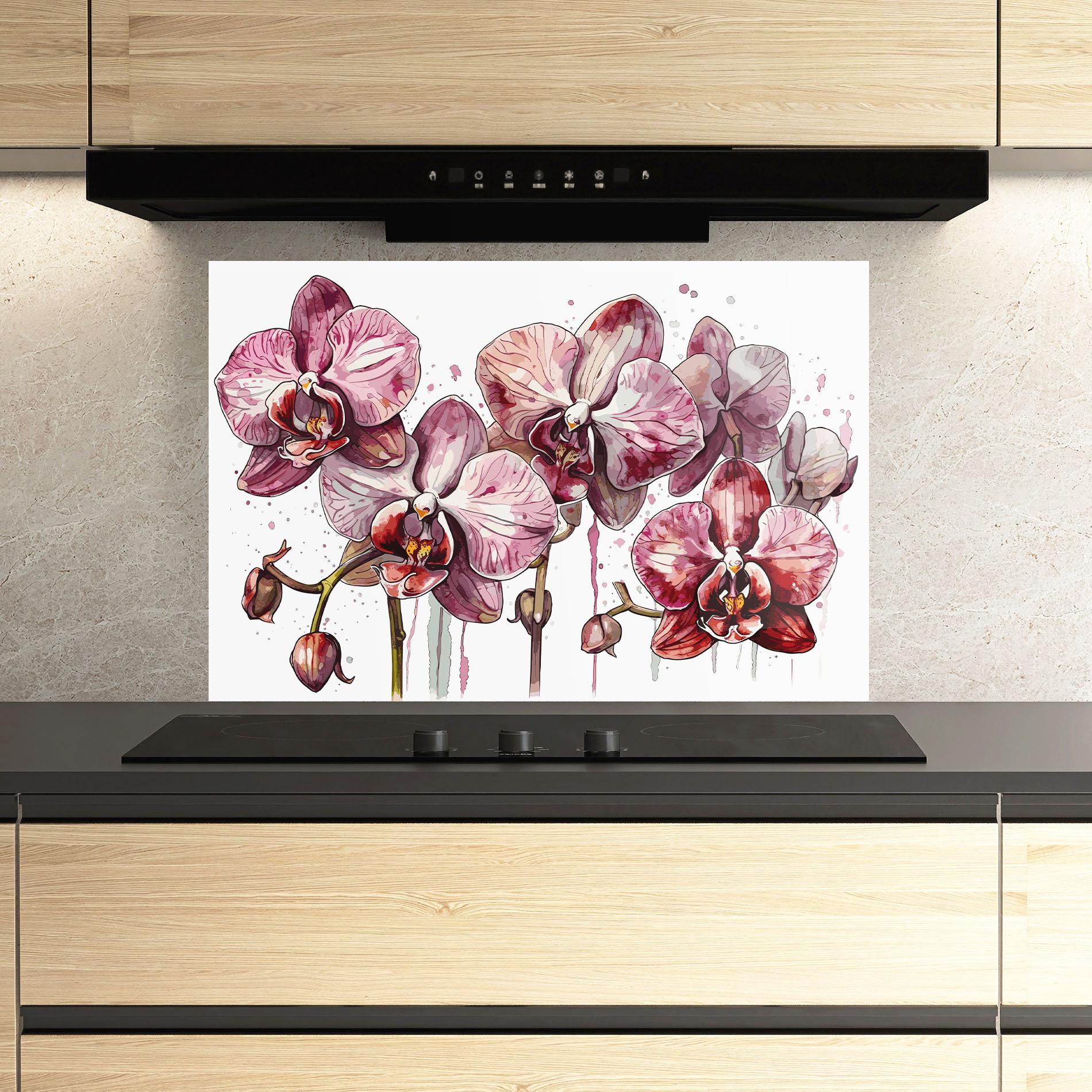 Konyhai üveg hátfal Orchid Art mockup 3