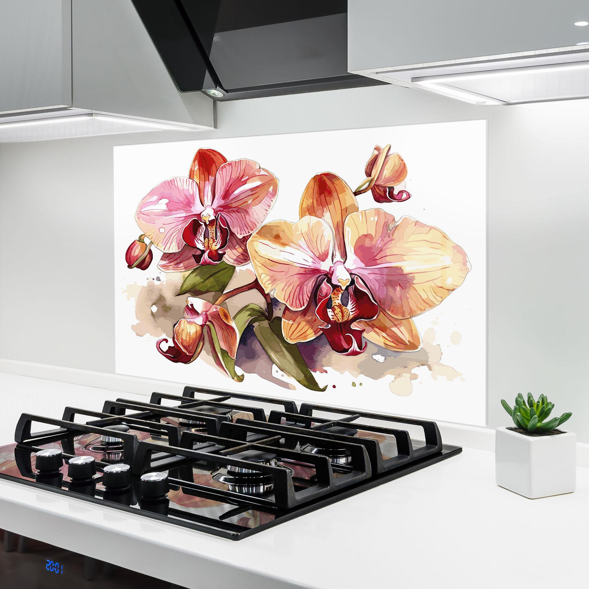 Konyhai üveg hátfal Beautiful Orchids Art mockup 6